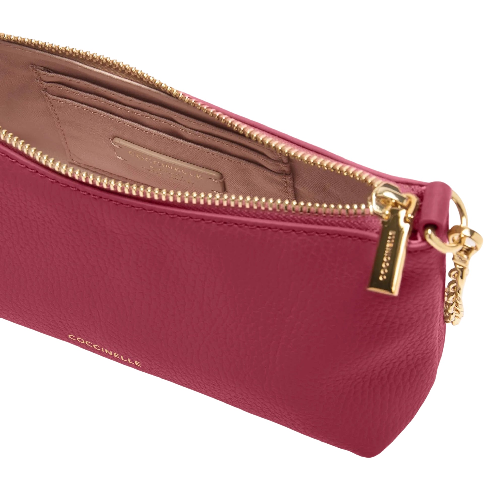 COCCINELLE Borsa Donna Rossa con Catena e Tracolla Regolabile, In Vera Pelle, Aura