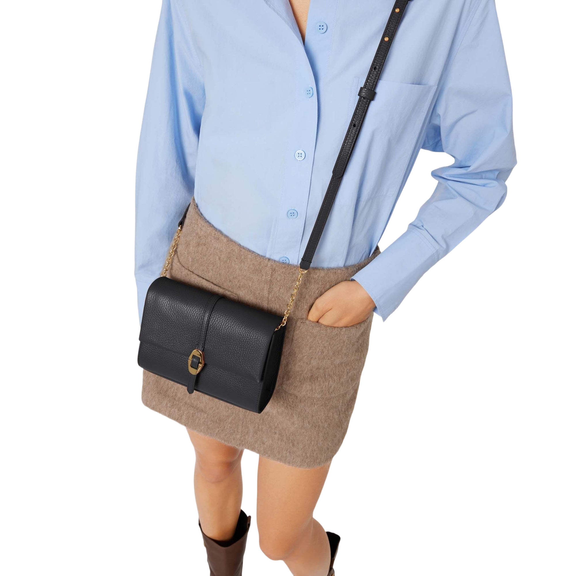 COCCINELLE Borsa Donna a Tracolla Nera, In Vera Pelle, Dorian Mini