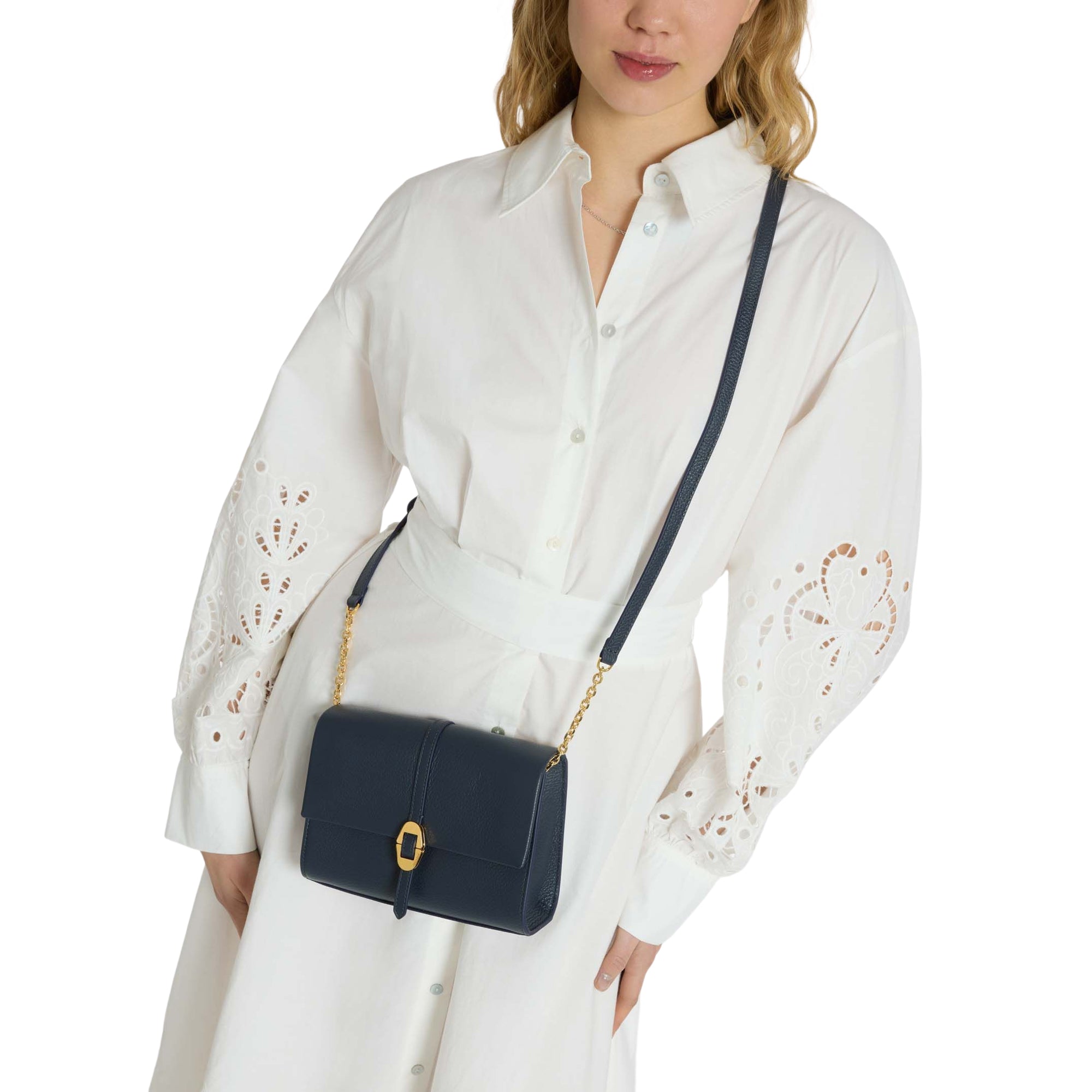 COCCINELLE Borsa Donna a Tracolla Bianca, In Vera Pelle, Dorian Mini