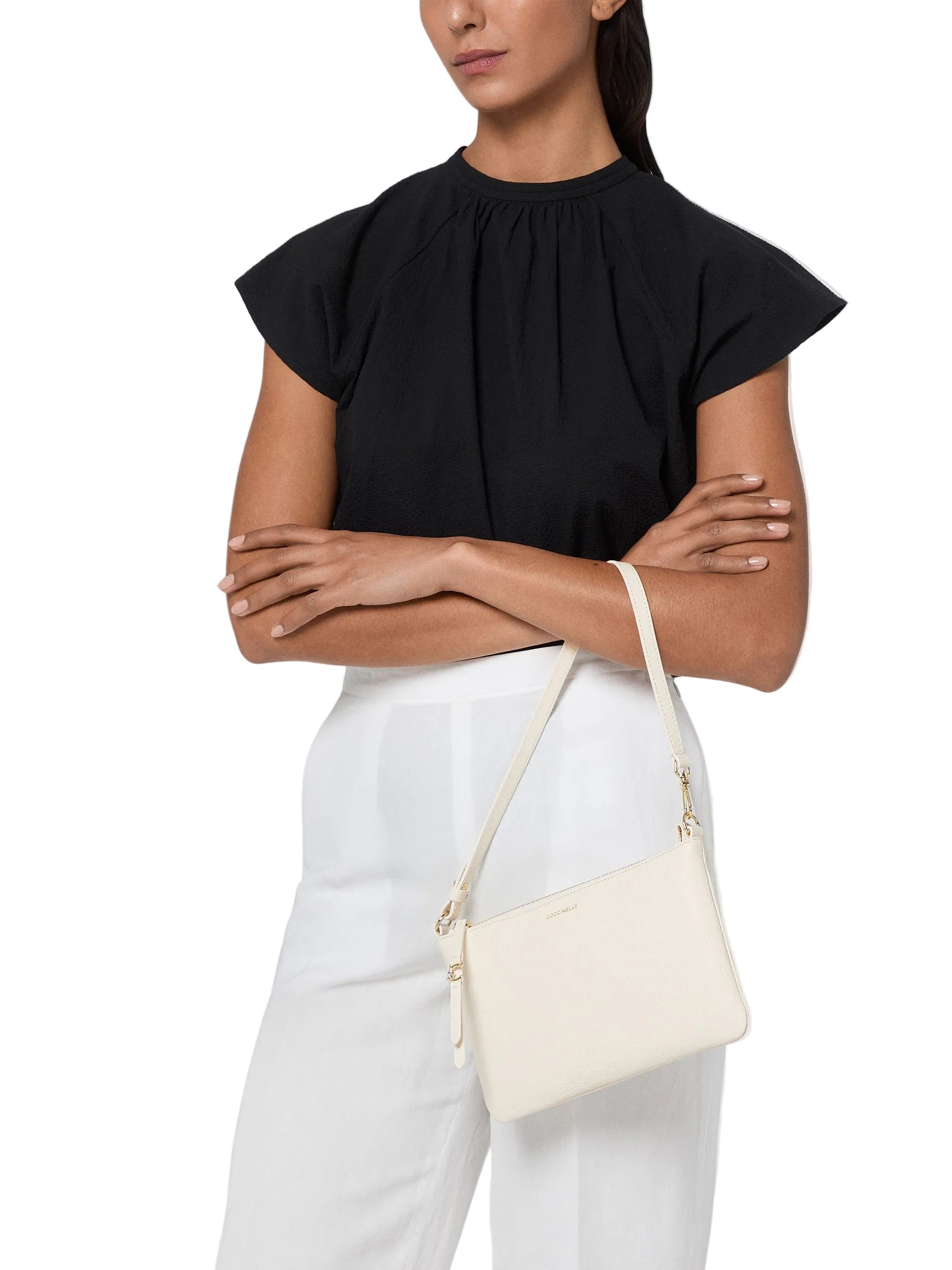 Coccinelle Borsa a Spalla Pelle Donna Viola Logo Borse - vista 2