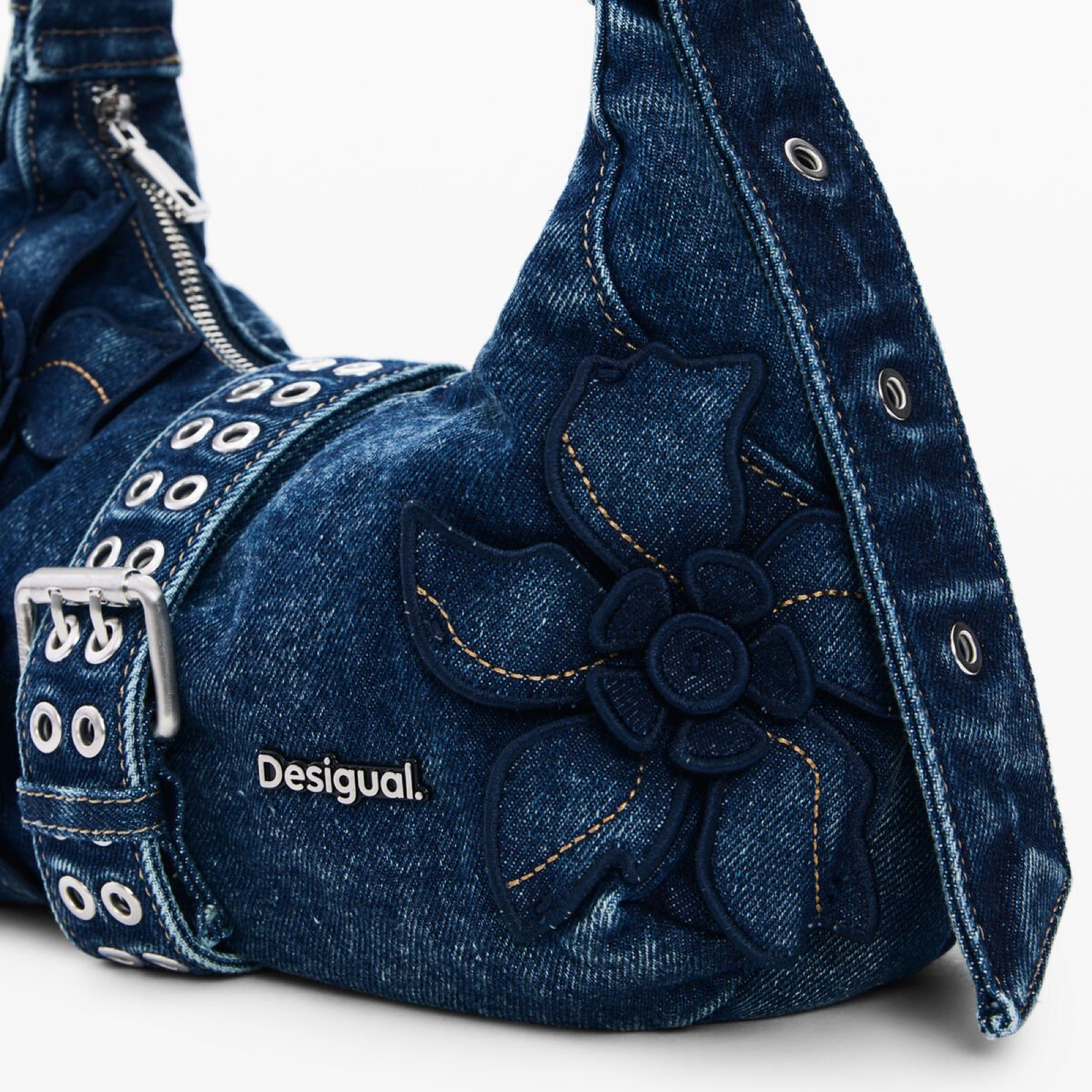 Desigual Borsa a Spalla Donna Blu Chiusura con Zip e Magneti Borse - vista 5