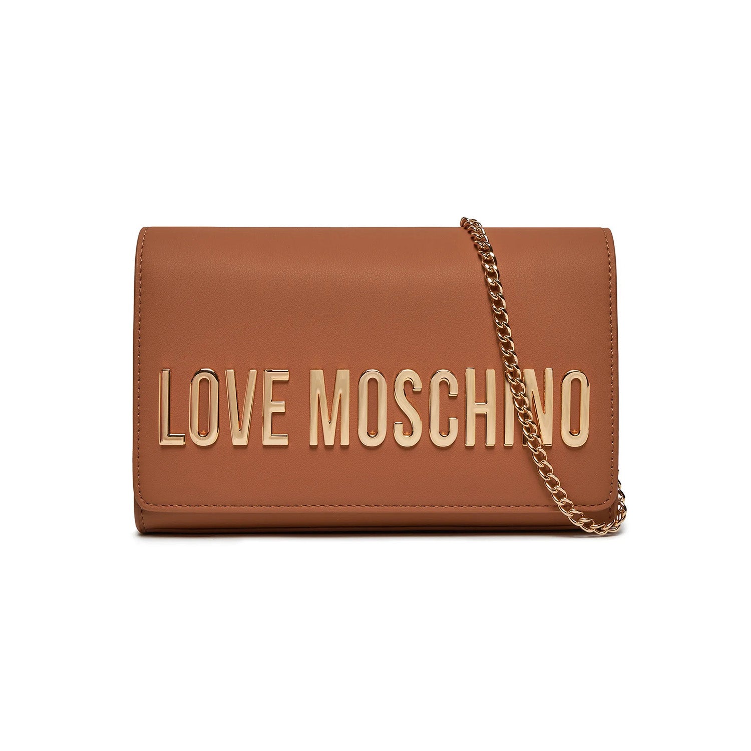 Borsa Donna Love Moschino con Tracolla a Catena e Logo Gold Borse Marrone - vista 7