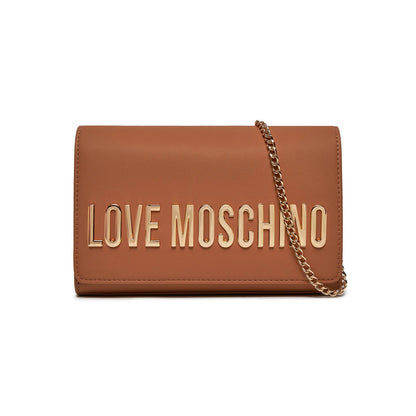 Borsa Donna Love Moschino con Tracolla a Catena e Logo Gold Borse Marrone - vista 7