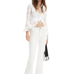 Desigual Chemise Manches Longues Femme Blanche Détails Contrastés