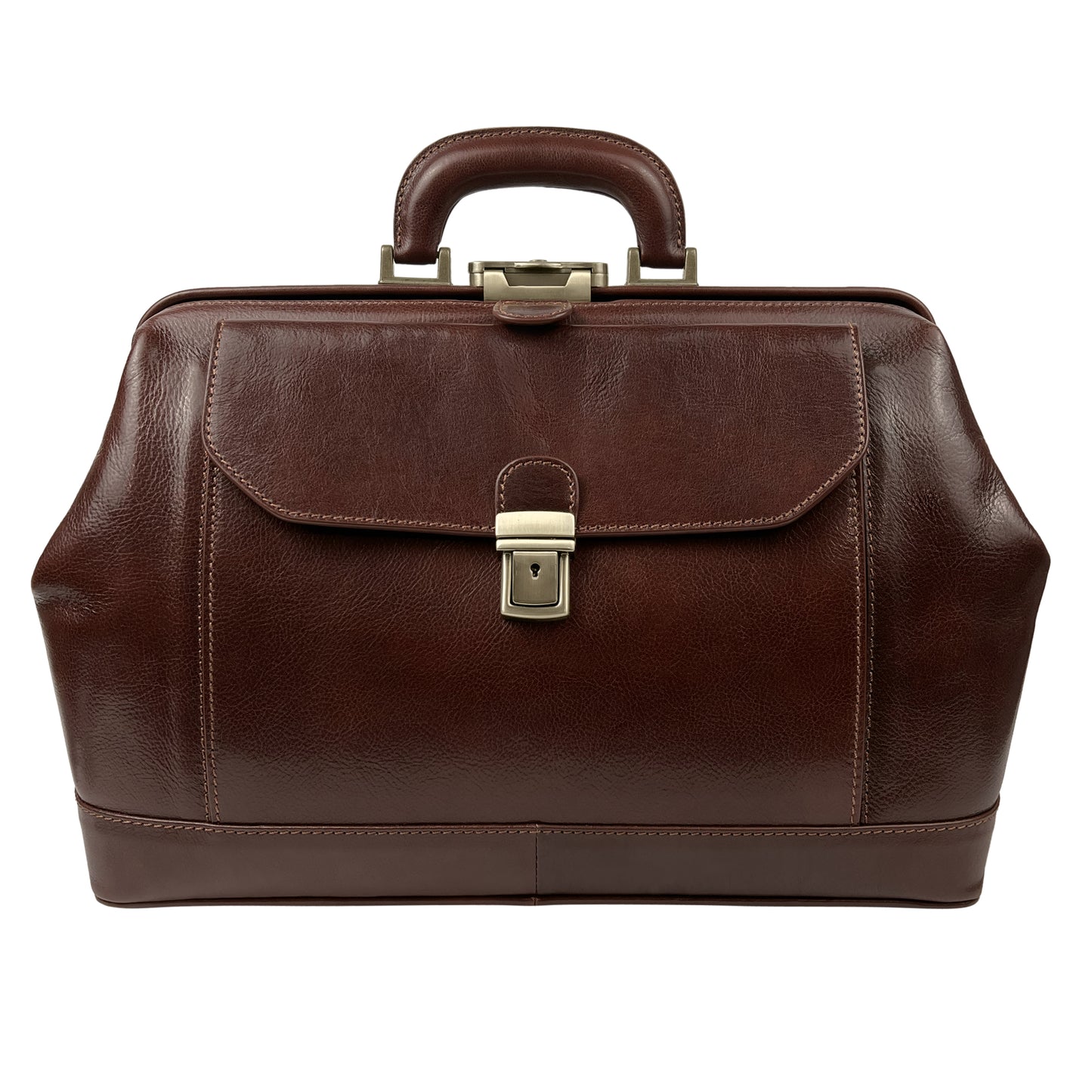 Borsa Da Medico Uomo e Donna, In Vera Pelle, Made in Italy, Modello Amedeo Parubi Borse Marrone - foto prodotto