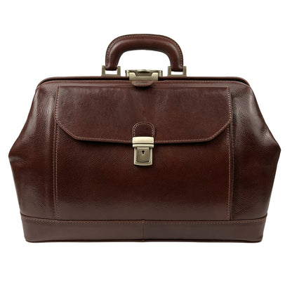 Borsa Da Medico Uomo e Donna, In Vera Pelle, Made in Italy, Modello Amedeo Parubi Borse Marrone - foto prodotto