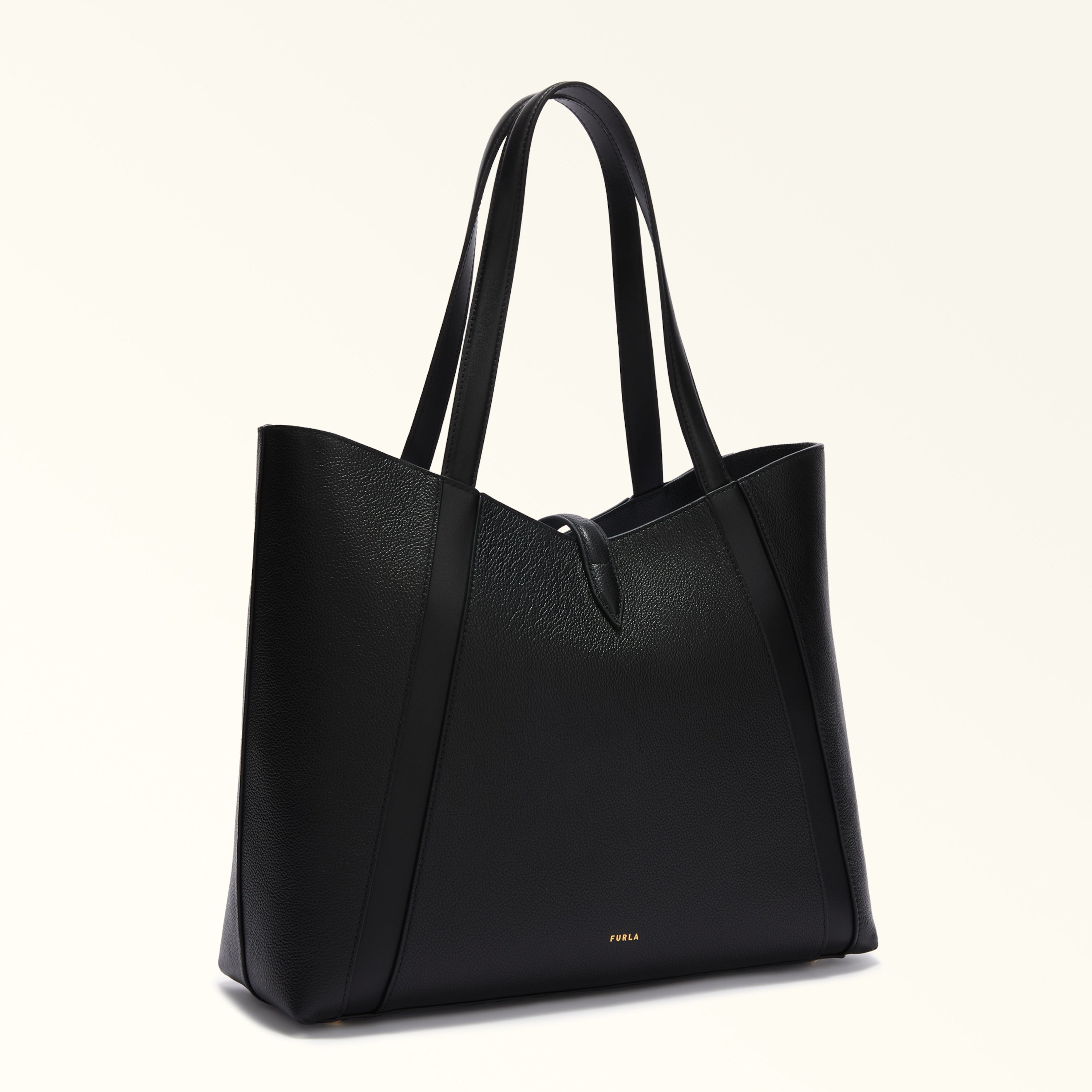 Furla Sac à épaule Femme Noir Cuir Goccia Logo