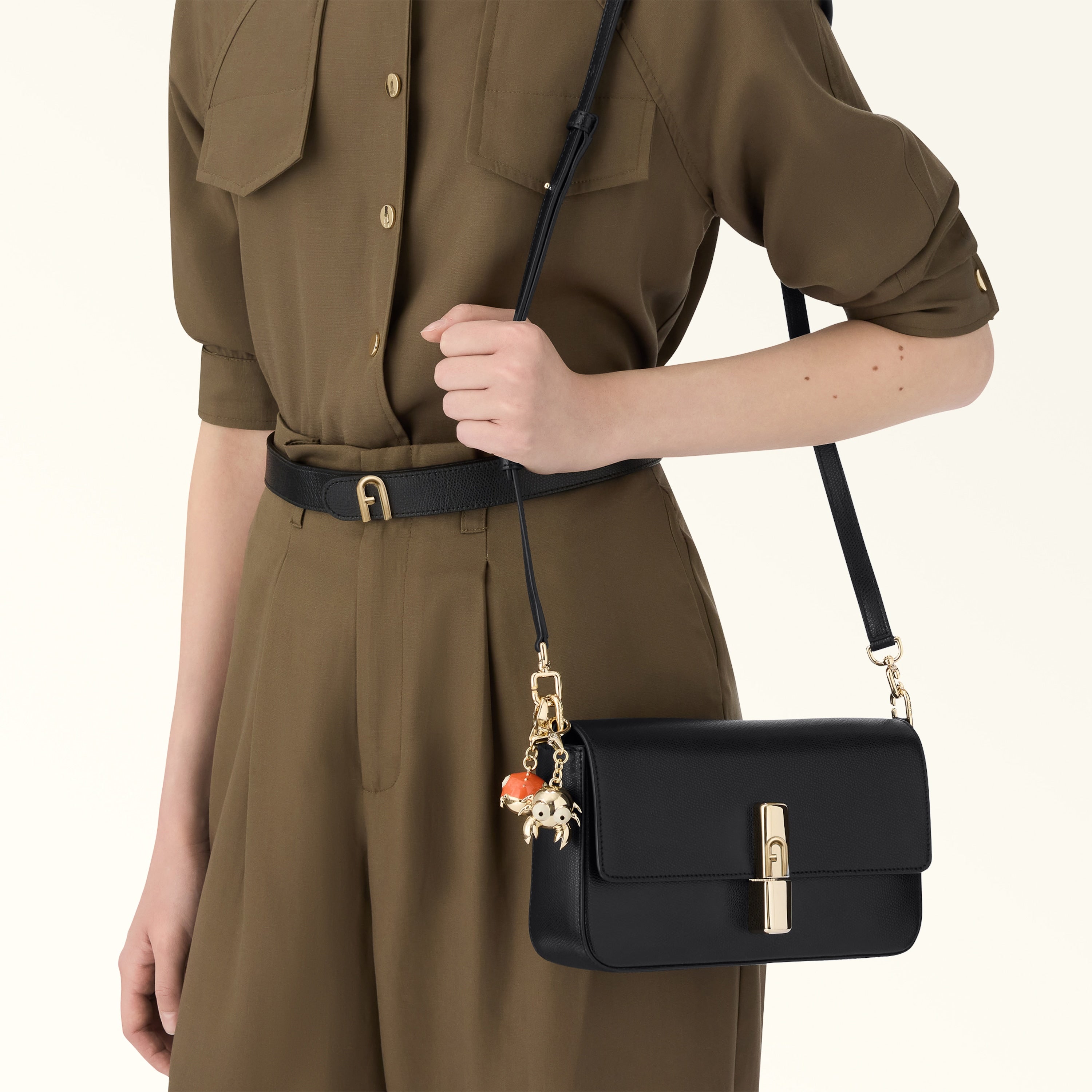 Furla Borsa Donna Nera Tracolla Pelle Iride Logo