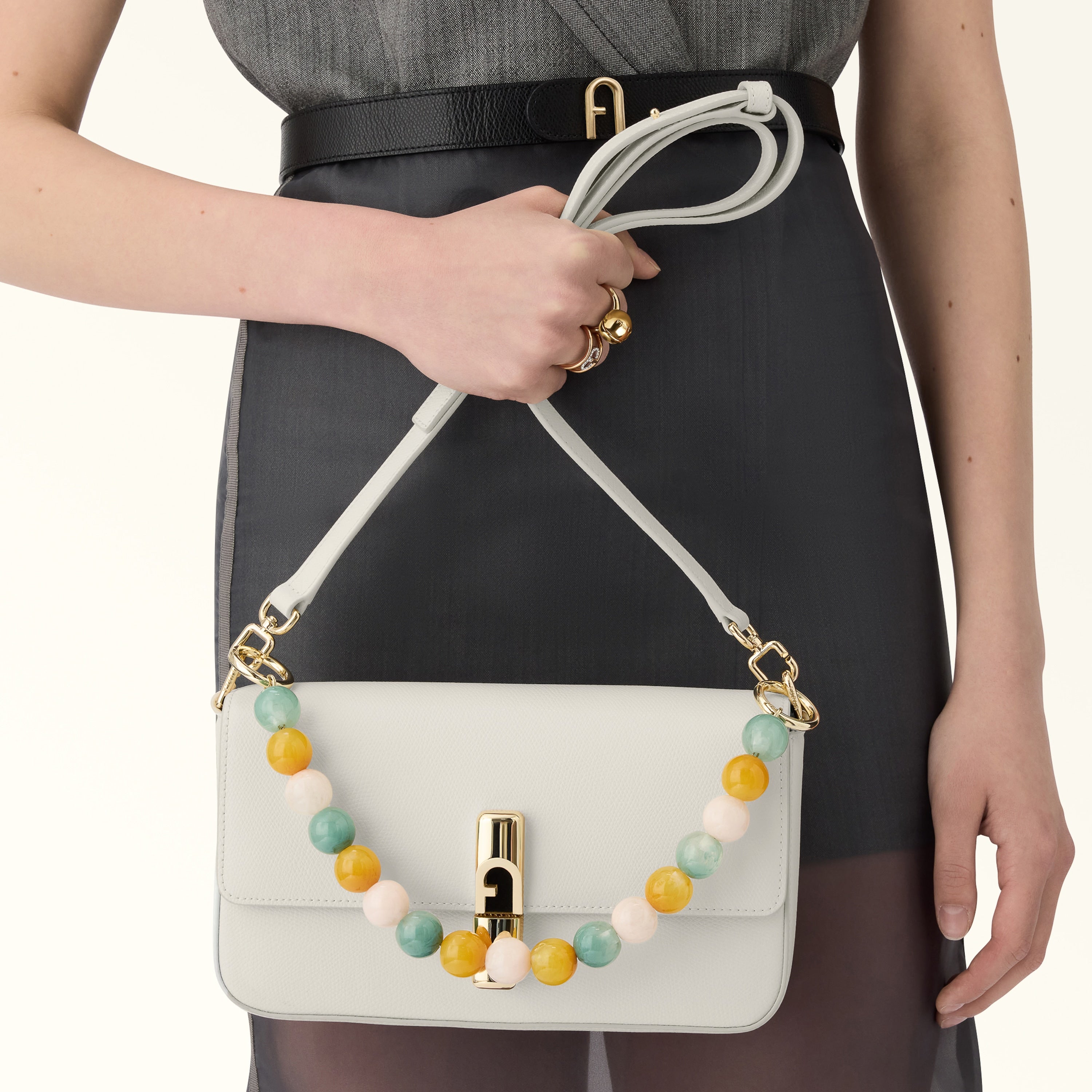 Furla Sac Femme Blanc Bandoulière Cuir Iride Logo