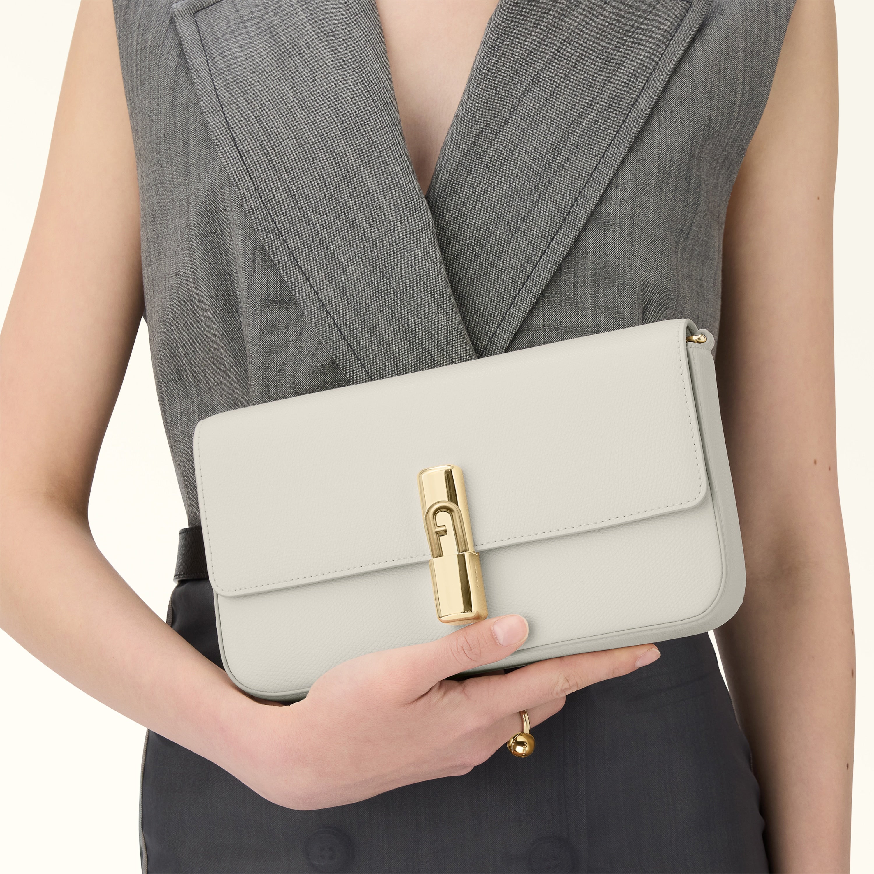 Furla Sac Femme Blanc Bandoulière Cuir Iride Logo