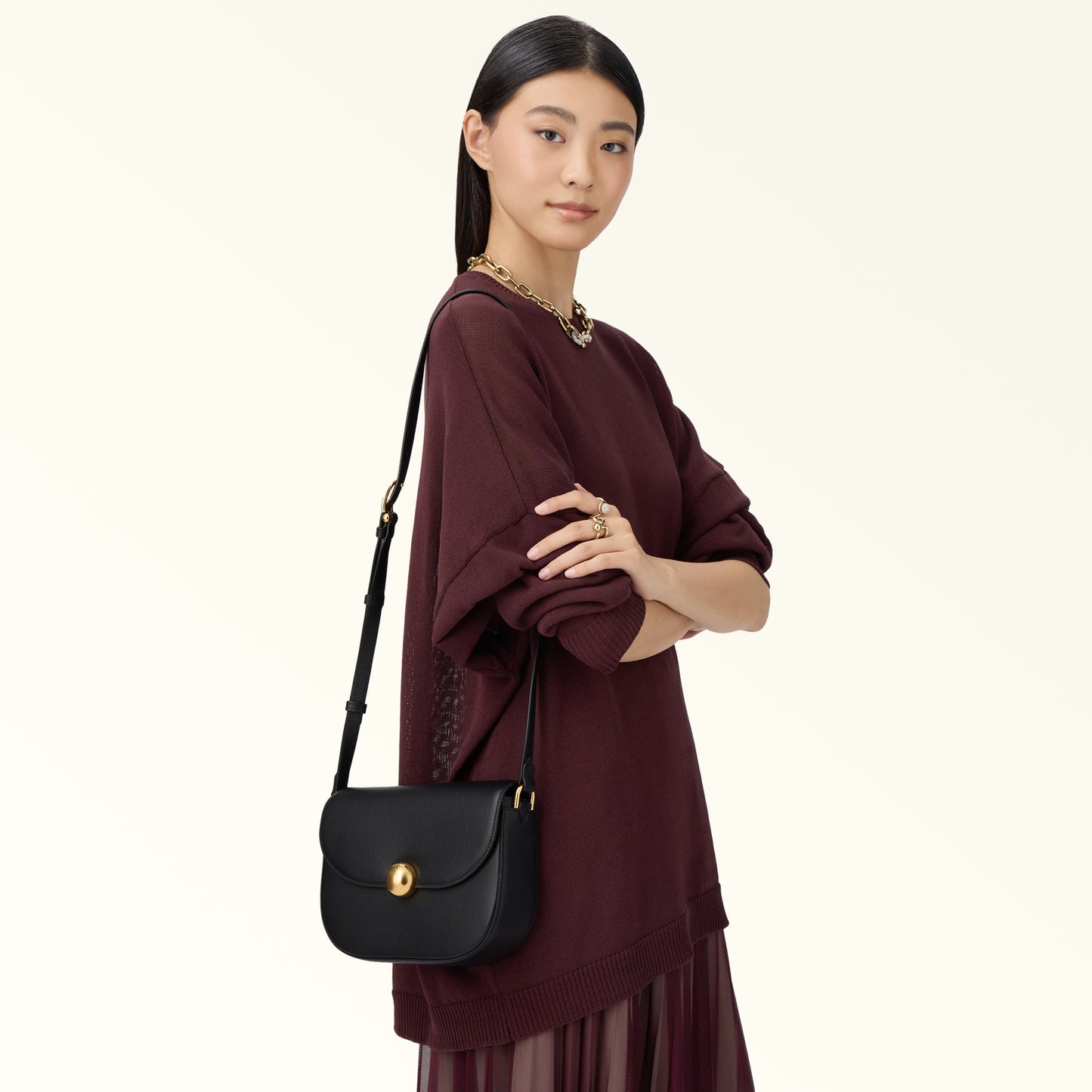 Furla Borsa Donna Nera Tracolla Pelle Moonlight Logo Borse nero - vista 2