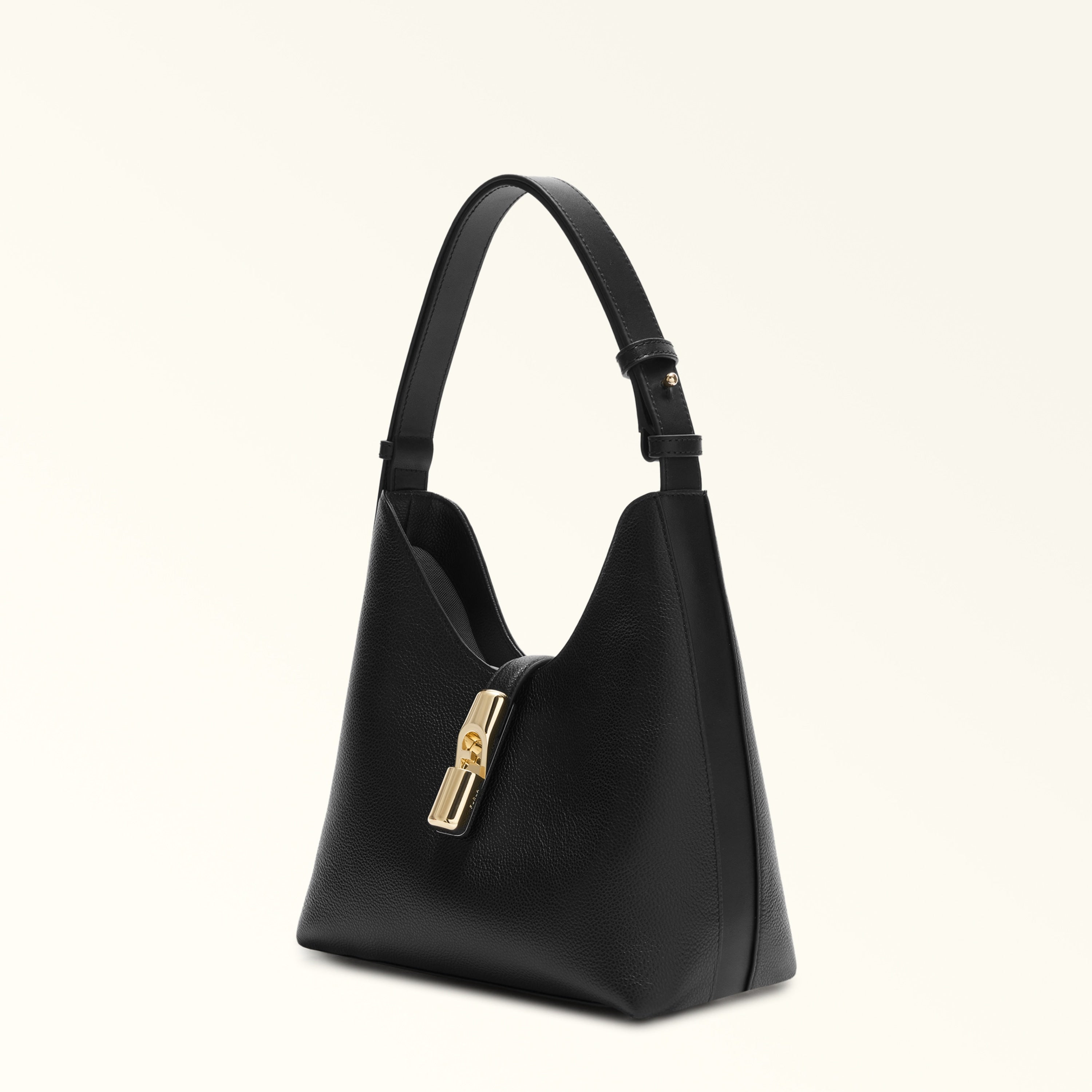 Furla Sac à épaule Femme Noir Cuir Goccia Logo