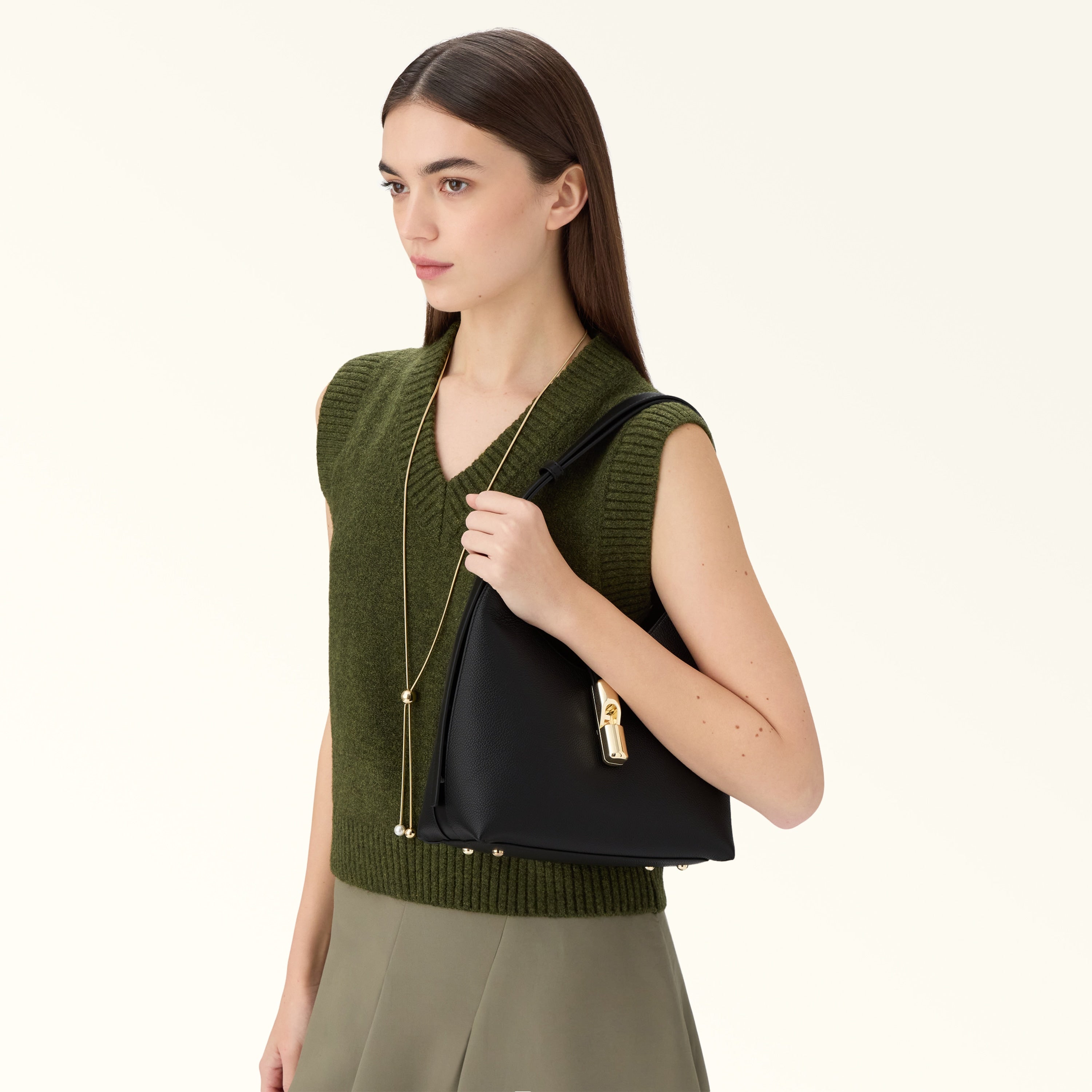 Furla Borsa Donna Nera Spalla Pelle Goccia Logo