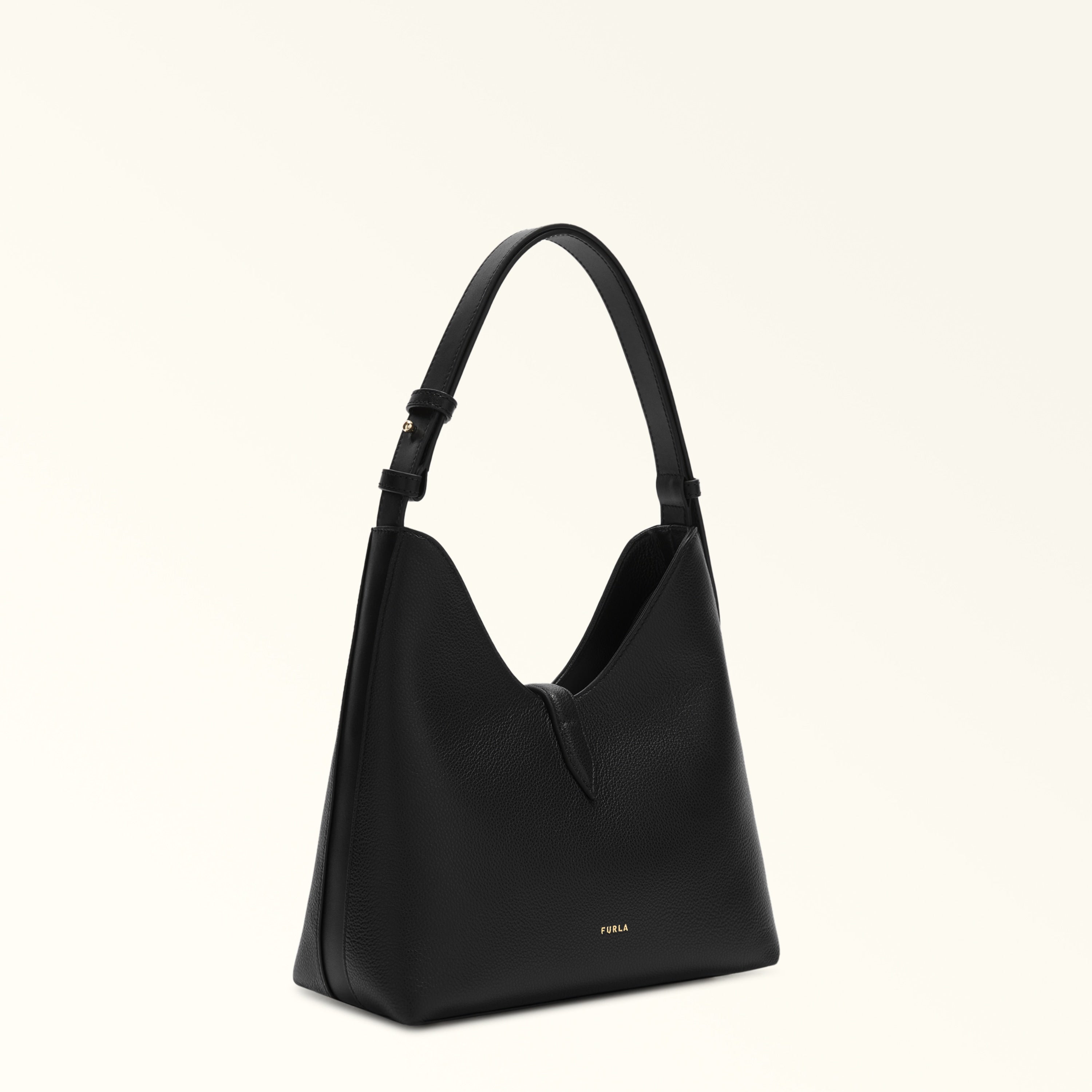 Furla Sac à épaule Femme Noir Cuir Goccia Logo