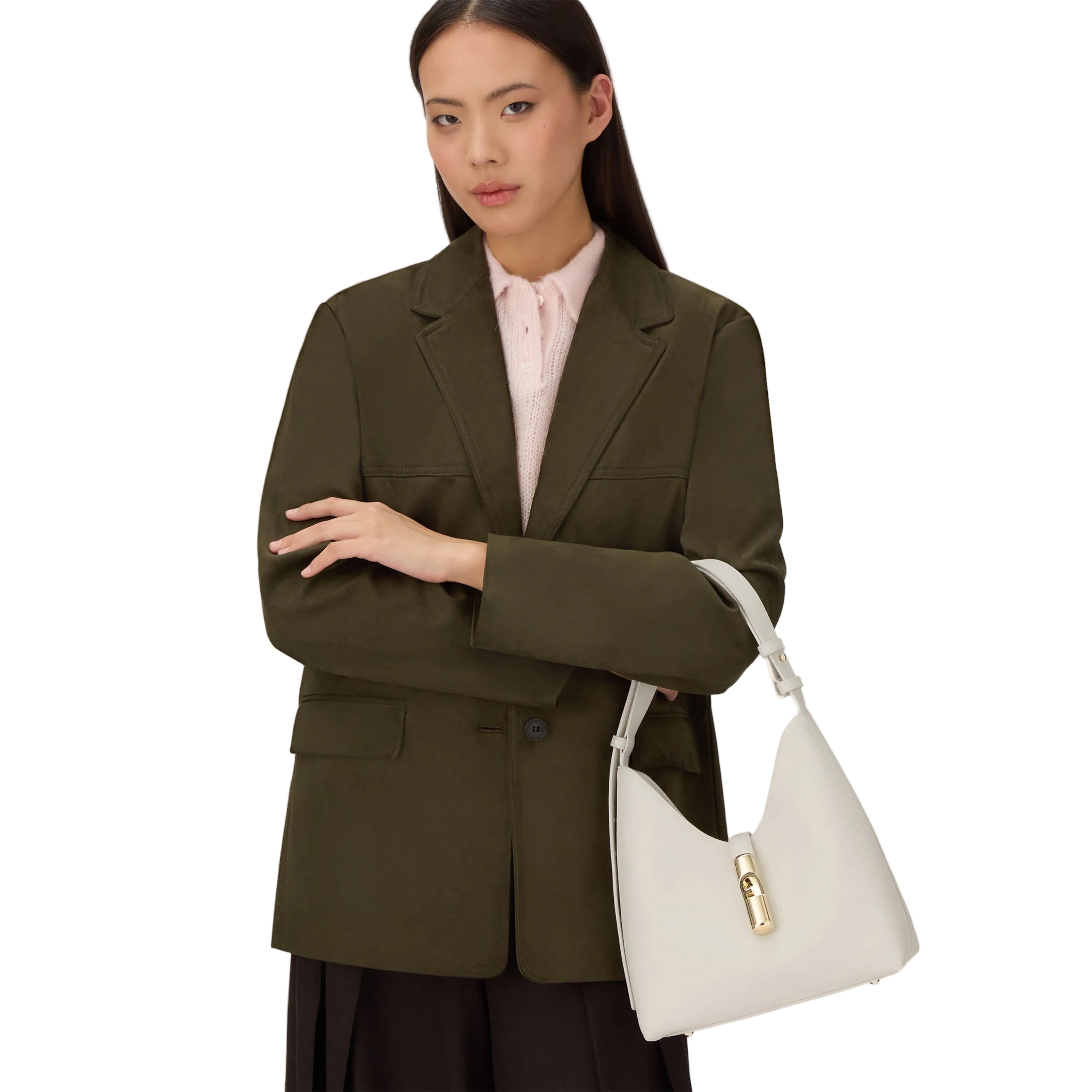 Furla Sac à Dos en Cuir Femme Beige Logo