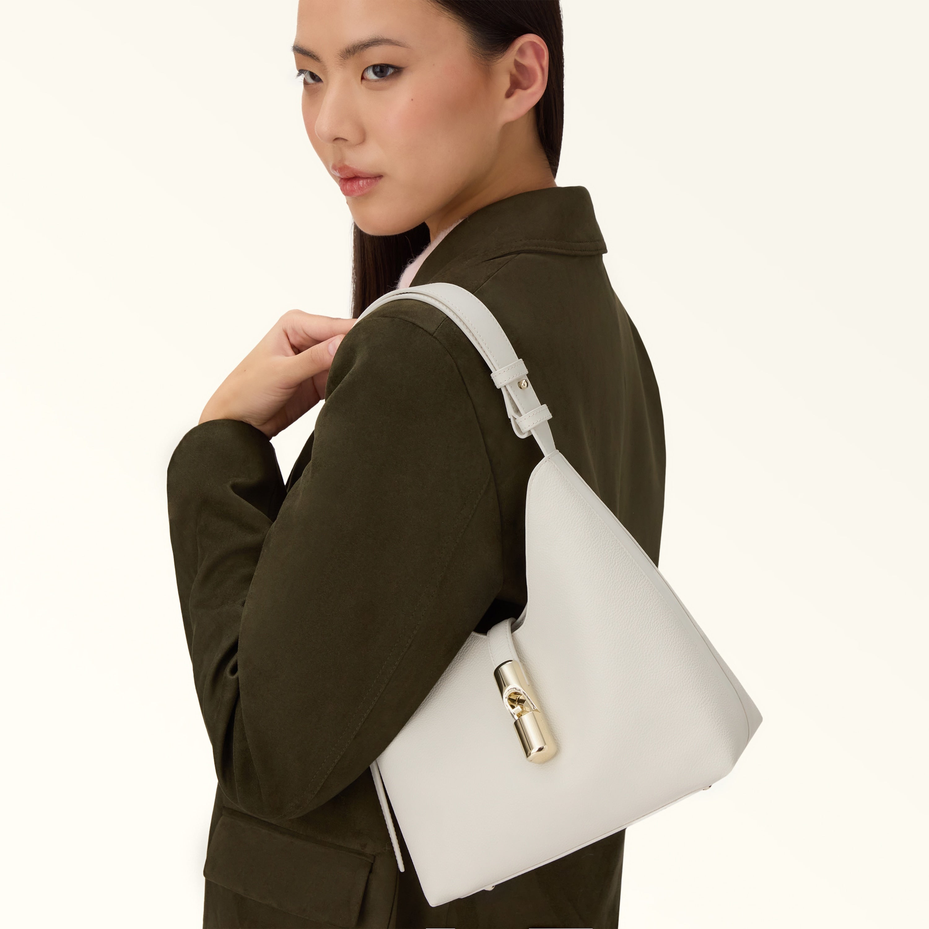 Furla Borsa a Spalla Pelle Donna Beige Logo