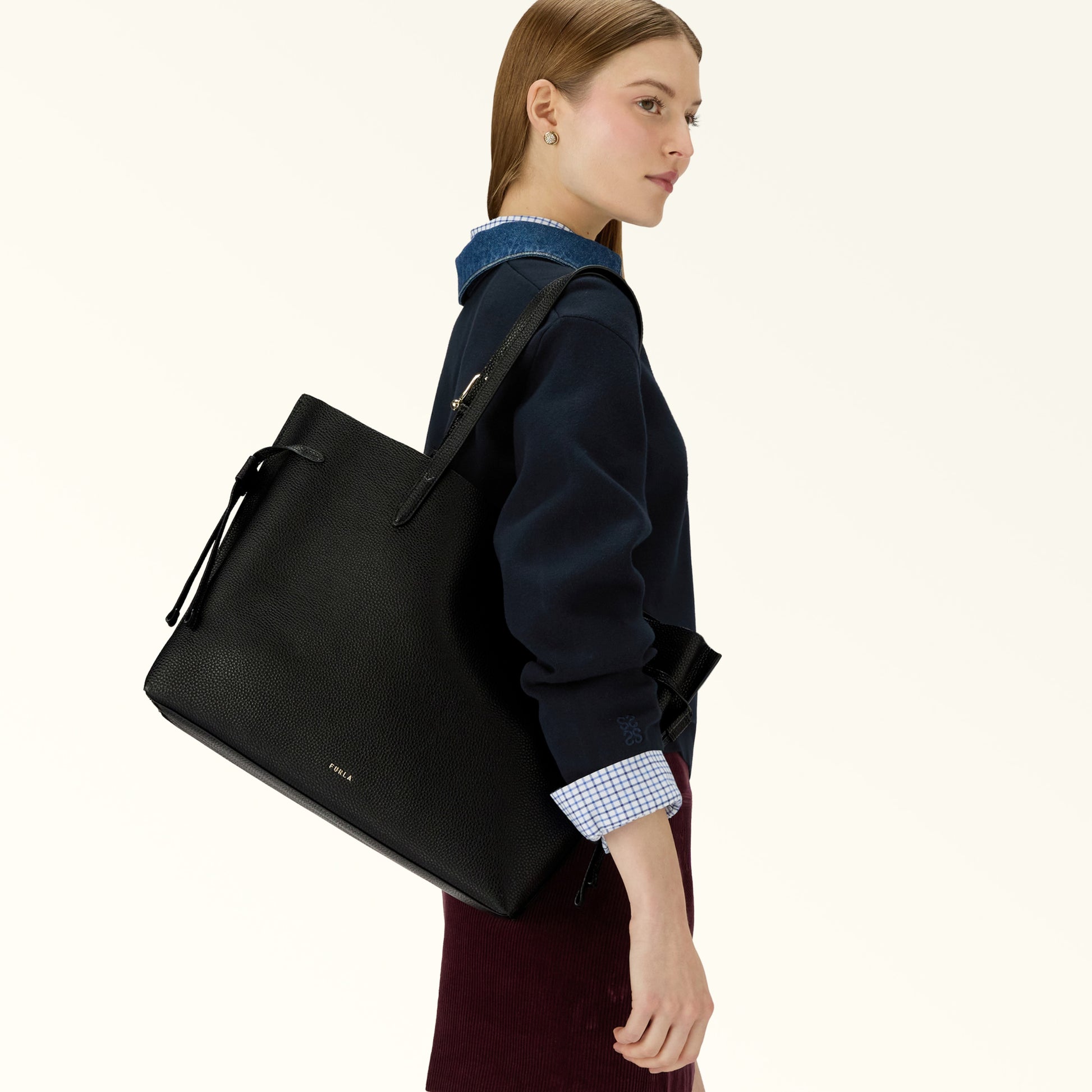 Furla Borsa Donna Nera Spalla Pelle Ava Logo Borse nero - vista 2
