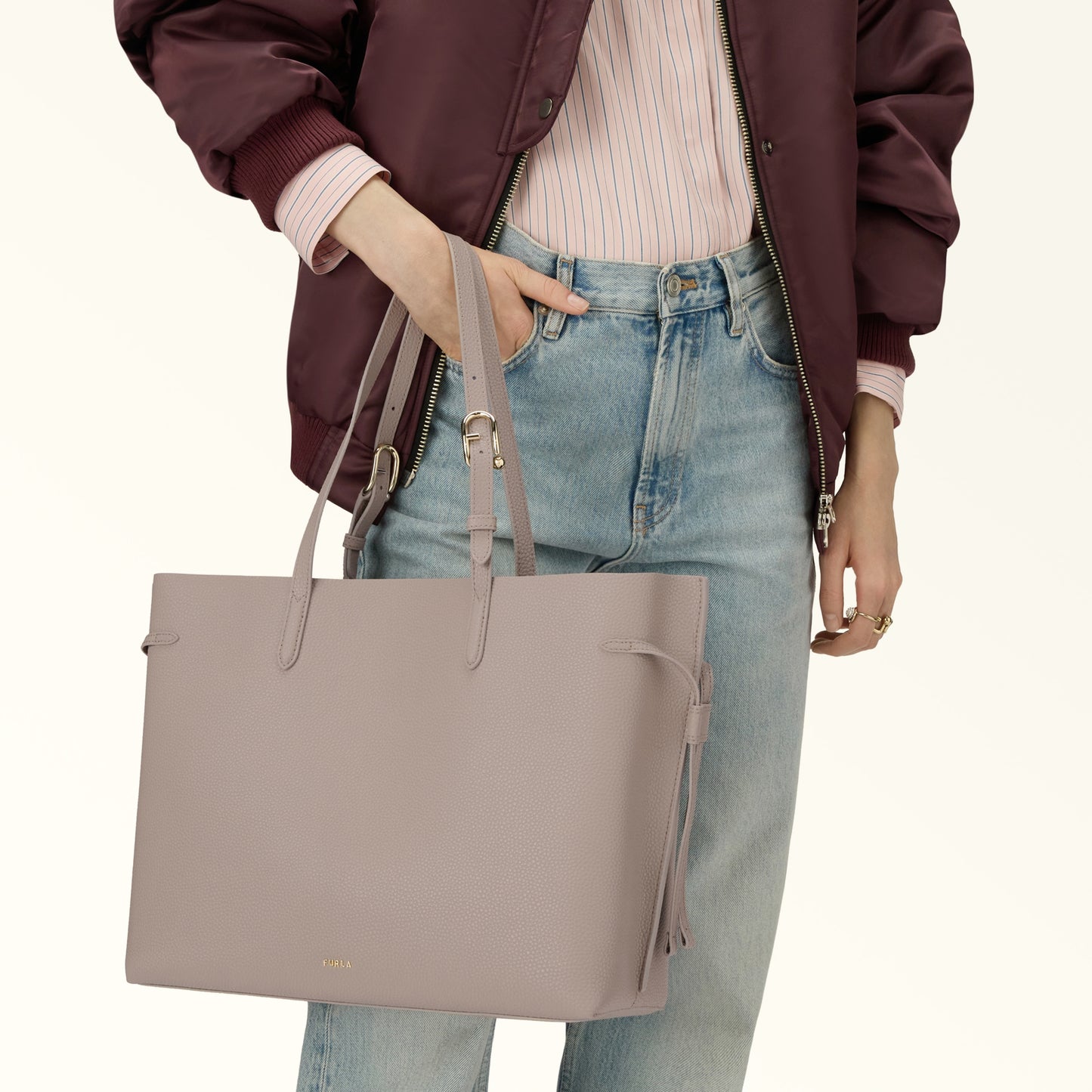 Furla Borsa Donna Beige Spalla Pelle Ava Logo Borse - vista 7
