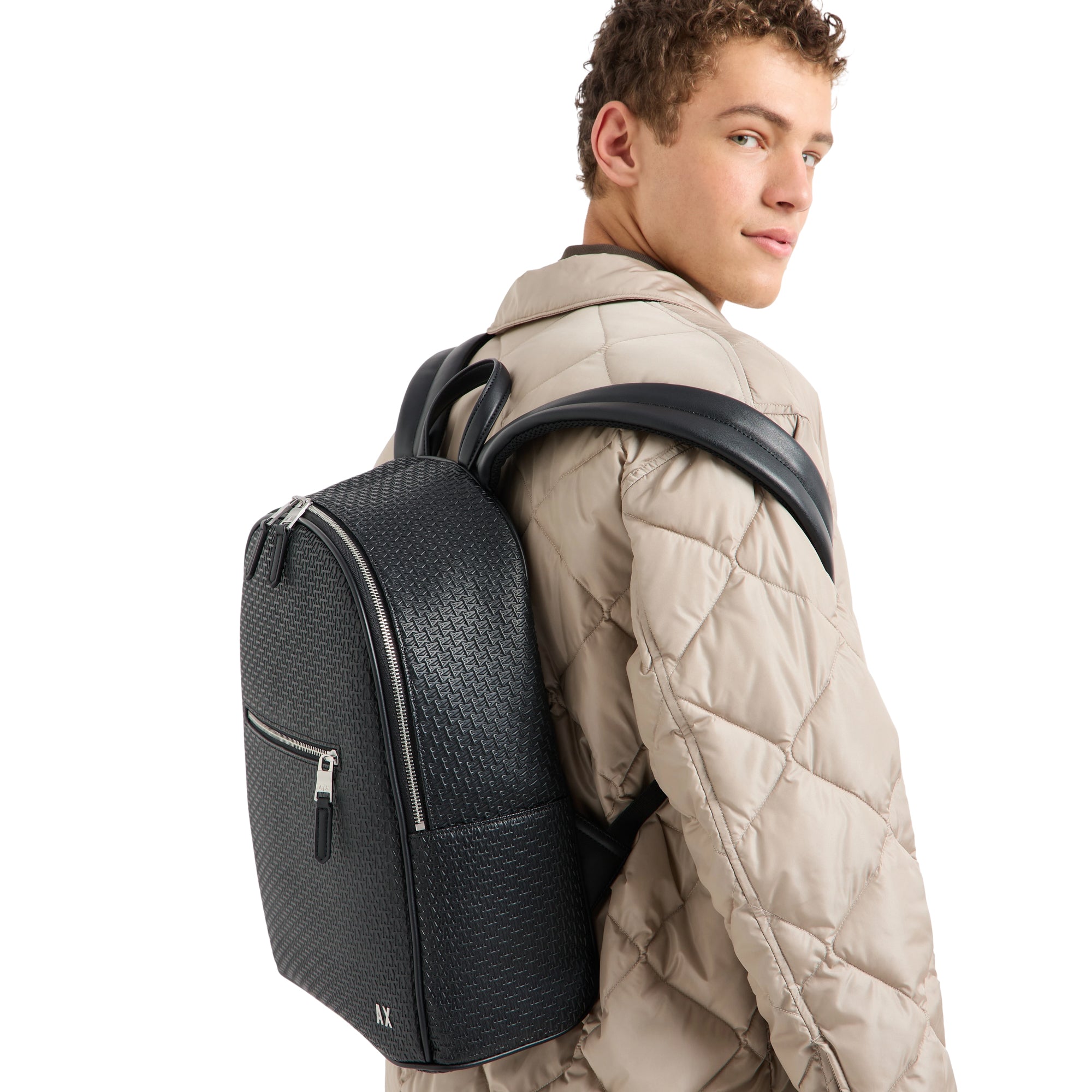 Zaino Uomo Armani Exchange con Logo in Rilievo Nero