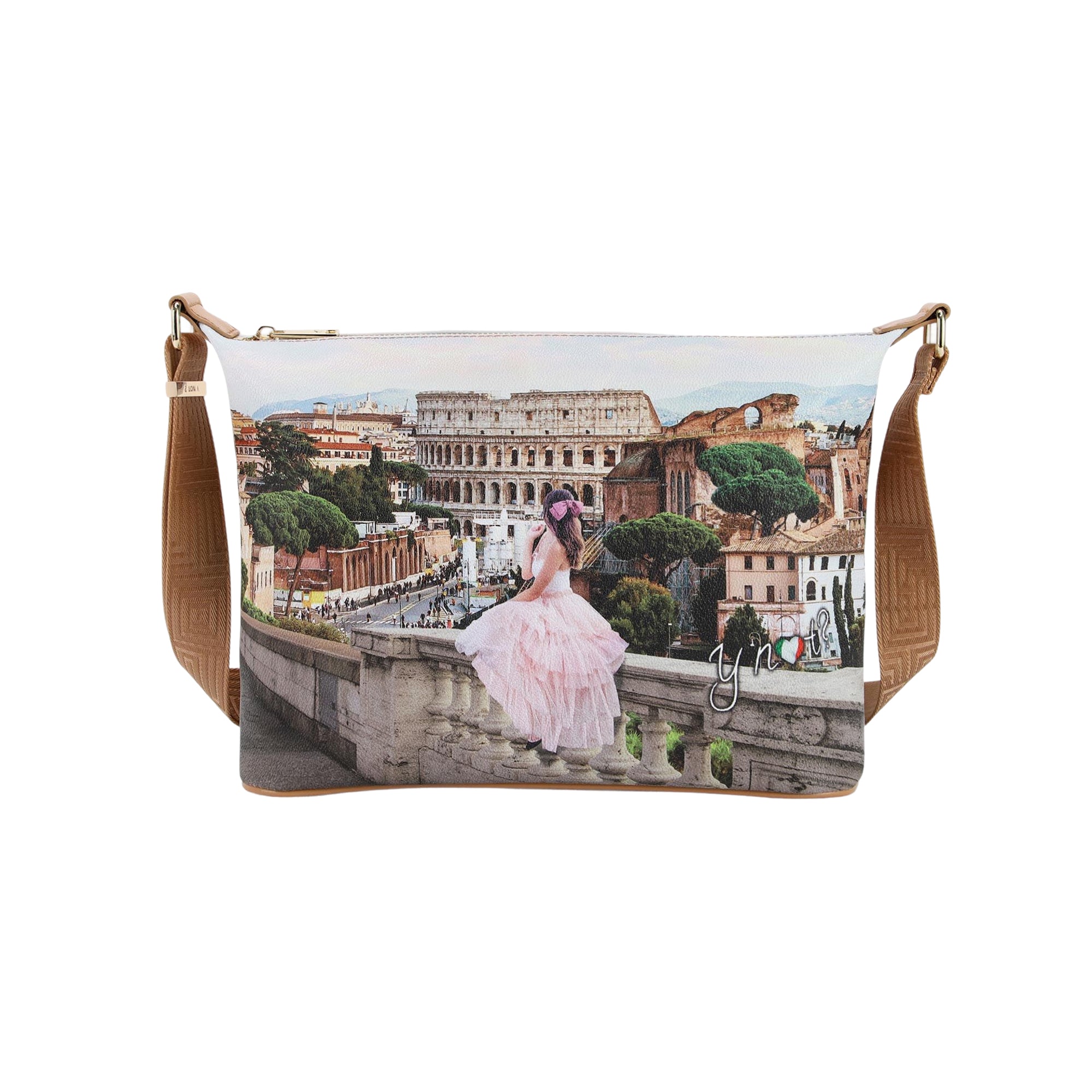 Borsa Donna Hobo Ynot? Yes Bag Stampa Città Easy Large con Tracolla