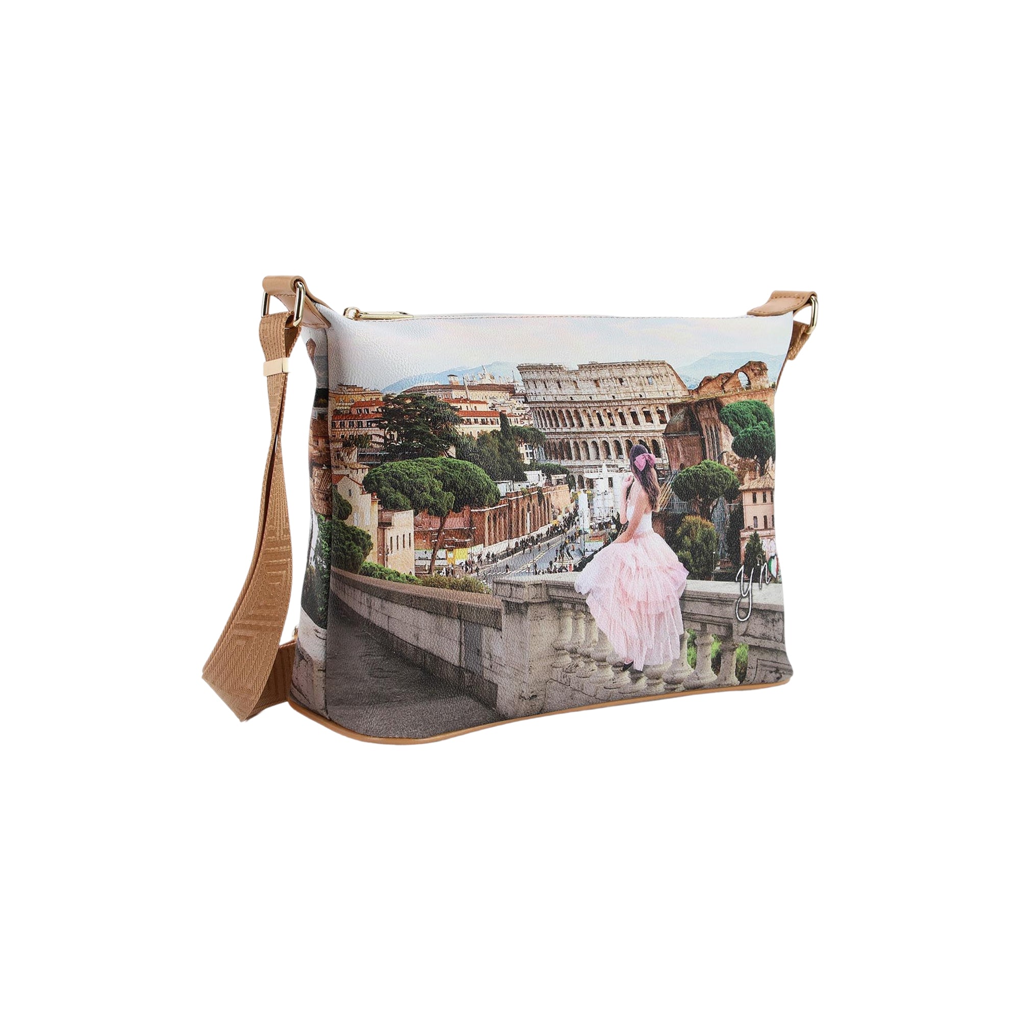 Borsa Donna Hobo Ynot? Yes Bag Stampa Città Easy Large con Tracolla
