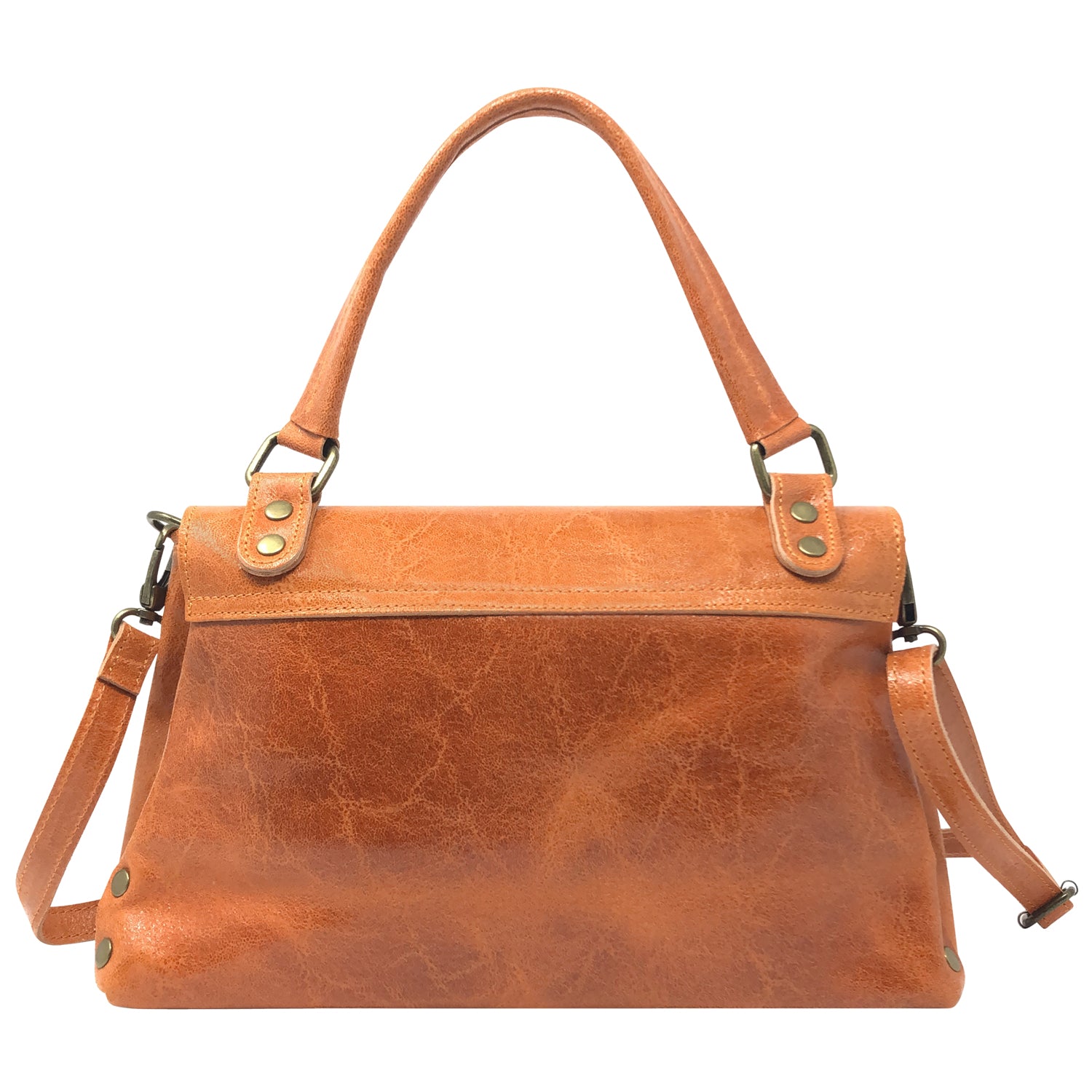 Parubi, Sac à main pour femme avec bandoulière, en cuir véritable fabriqué en Italie, modèle Zoe, laminé orange 