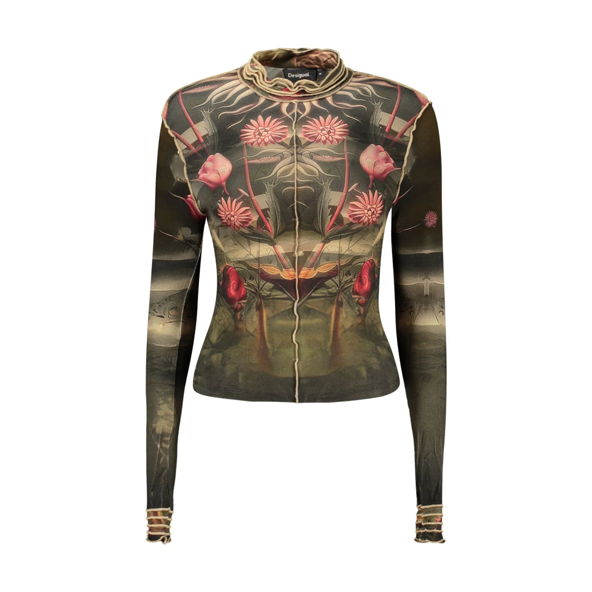 DESIGUAL T-SHIRT MANICHE LUNGHE DONNA NERO