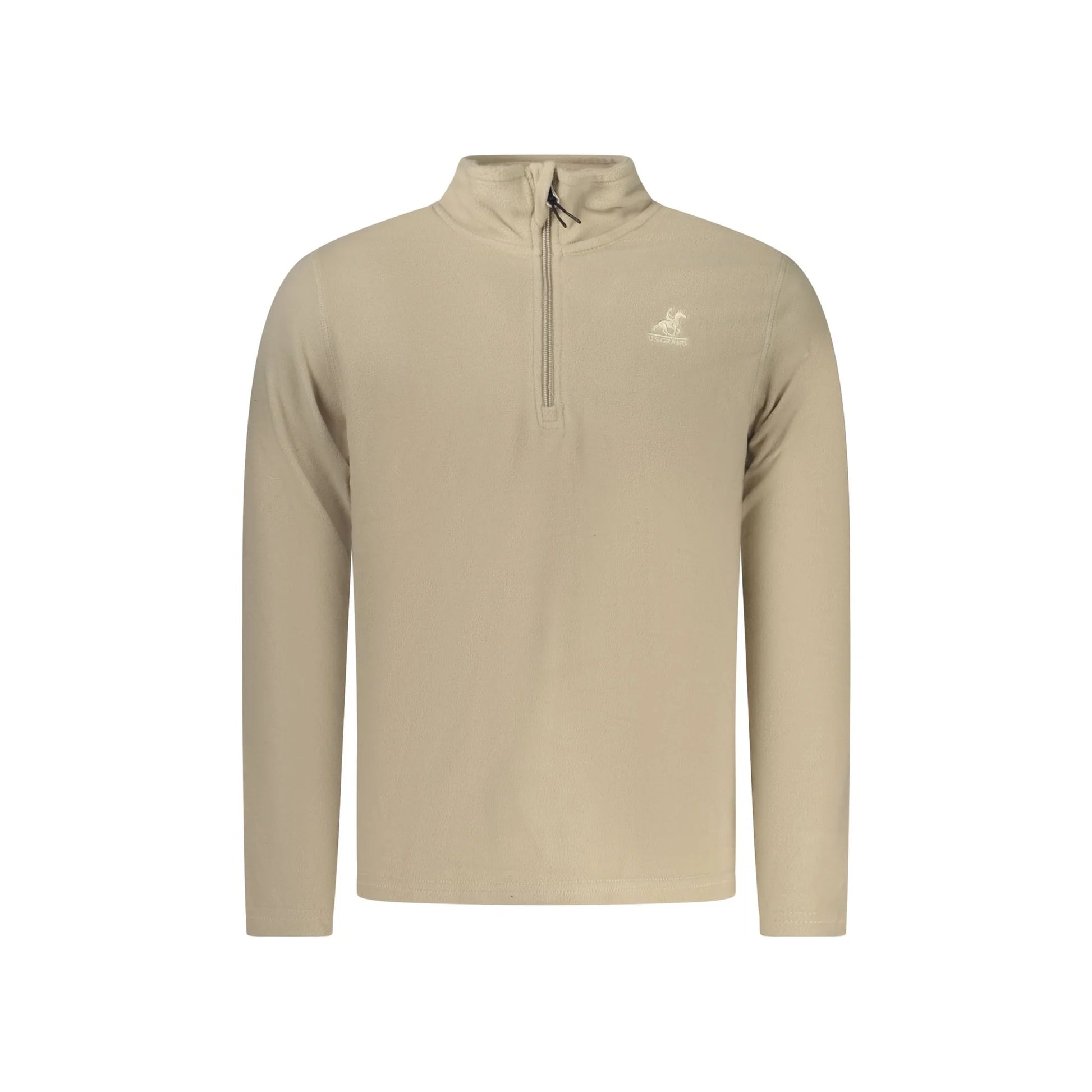 U.S. Grand Felpa Uomo Beige Mezza Zip Pile Ricamo Logo Felpe - foto prodotto