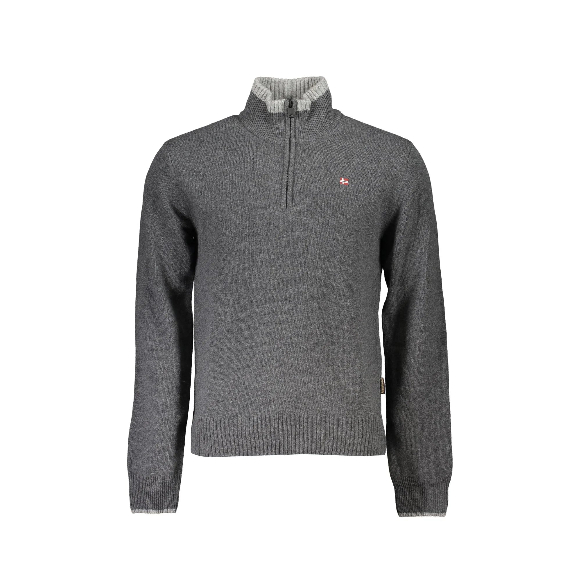 Napapijri Maglione Uomo Grigio Mezza Zip Ricamo Maglie - foto prodotto