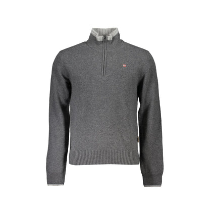 Napapijri Maglione Uomo Grigio Mezza Zip Ricamo Maglie - foto prodotto