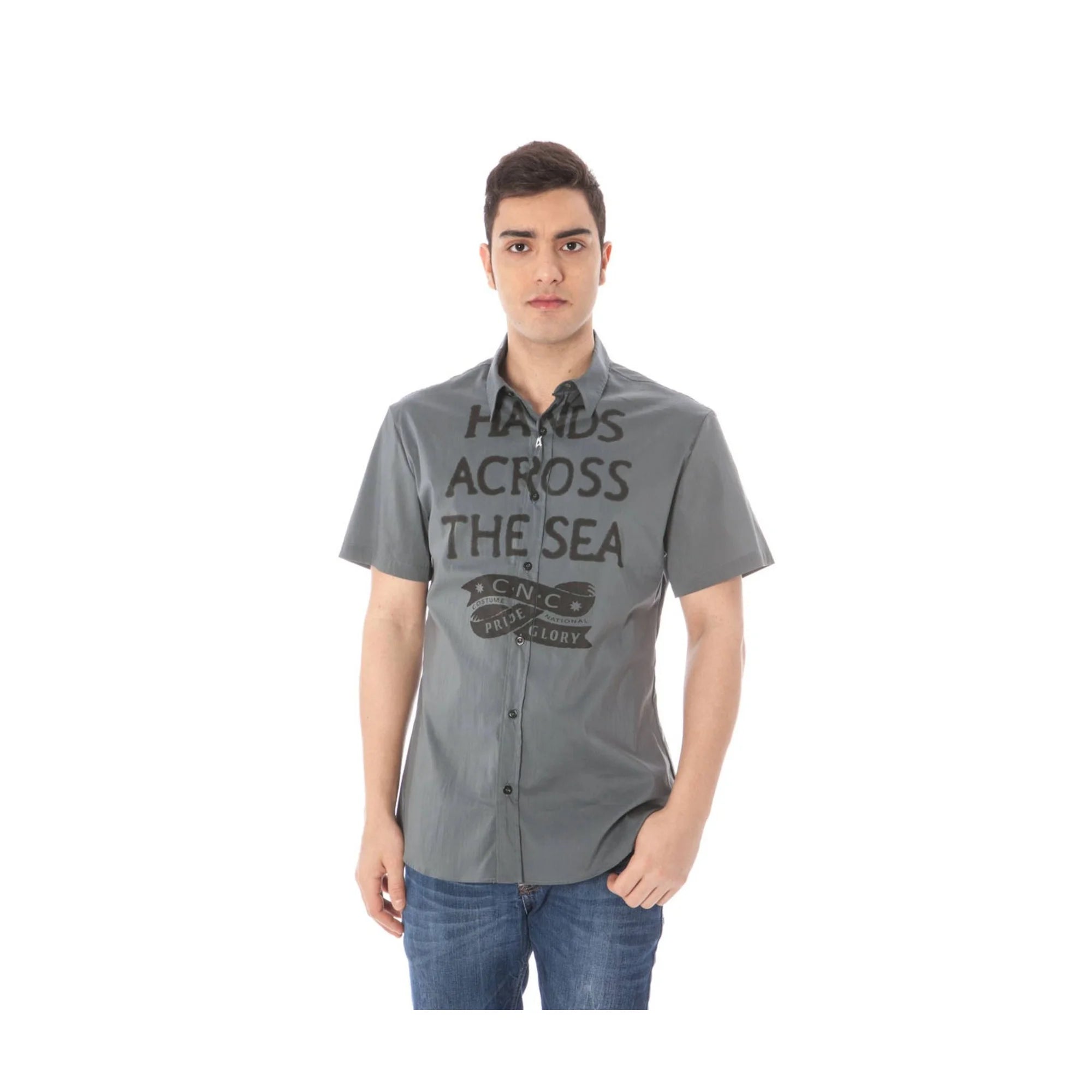 COSTUME NATIONAL CAMICIA MANICHE CORTE UOMO GRIGIO