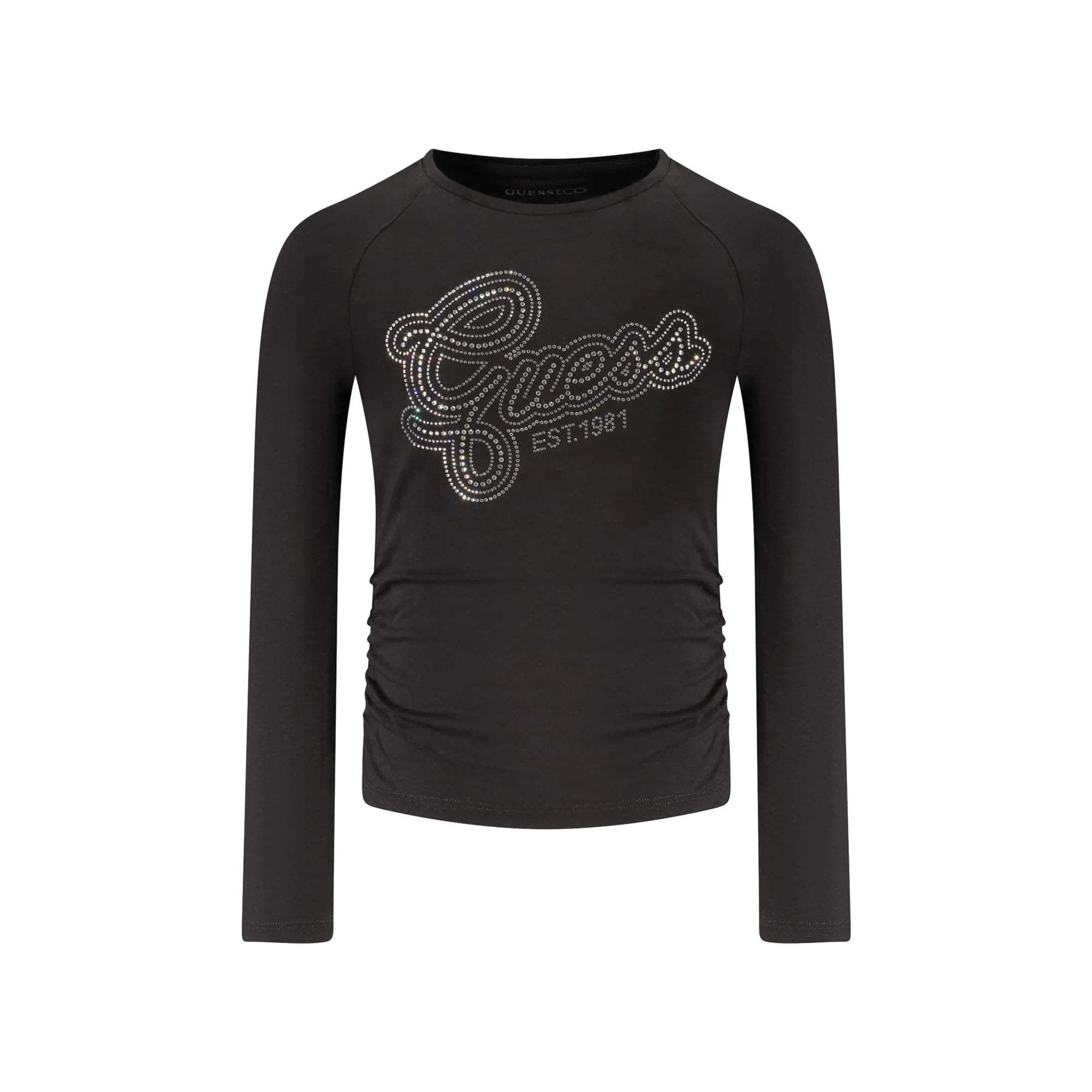 GUESS JEANS T-SHIRT MANICHE LUNGHE BAMBINA NERO
