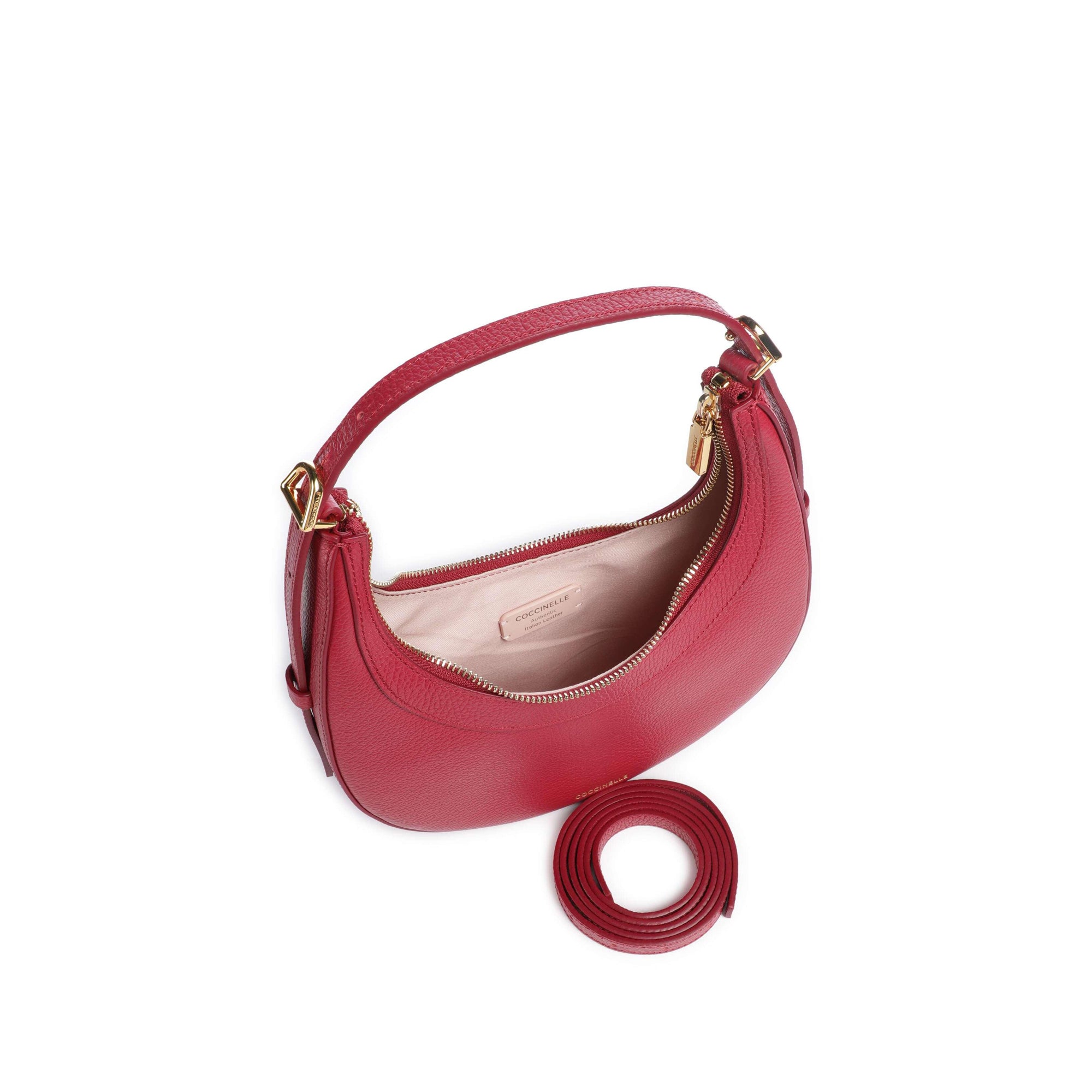 COCCINELLE Borsa Donna a Spalla e Tracolla Rossa, In Vera Pelle, Whisper