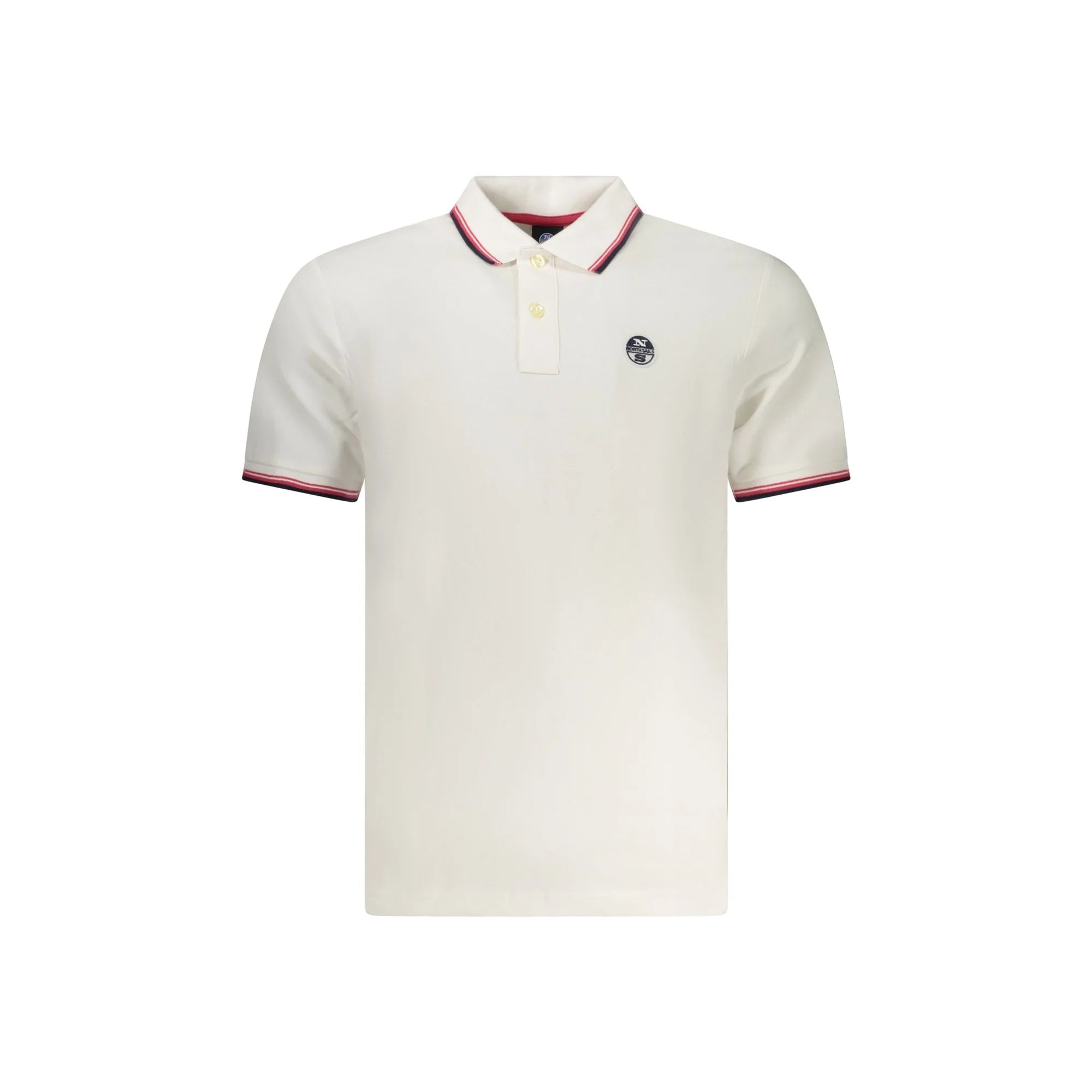 North Sails Polo Uomo Bianca Maniche Corte Contrasto Logo Bianco - foto prodotto