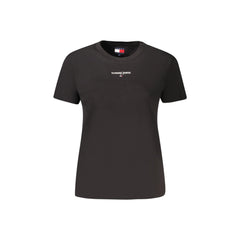 Tommy Hilfiger T-Shirt Maniche Corte Donna Nera Ricamo Logo