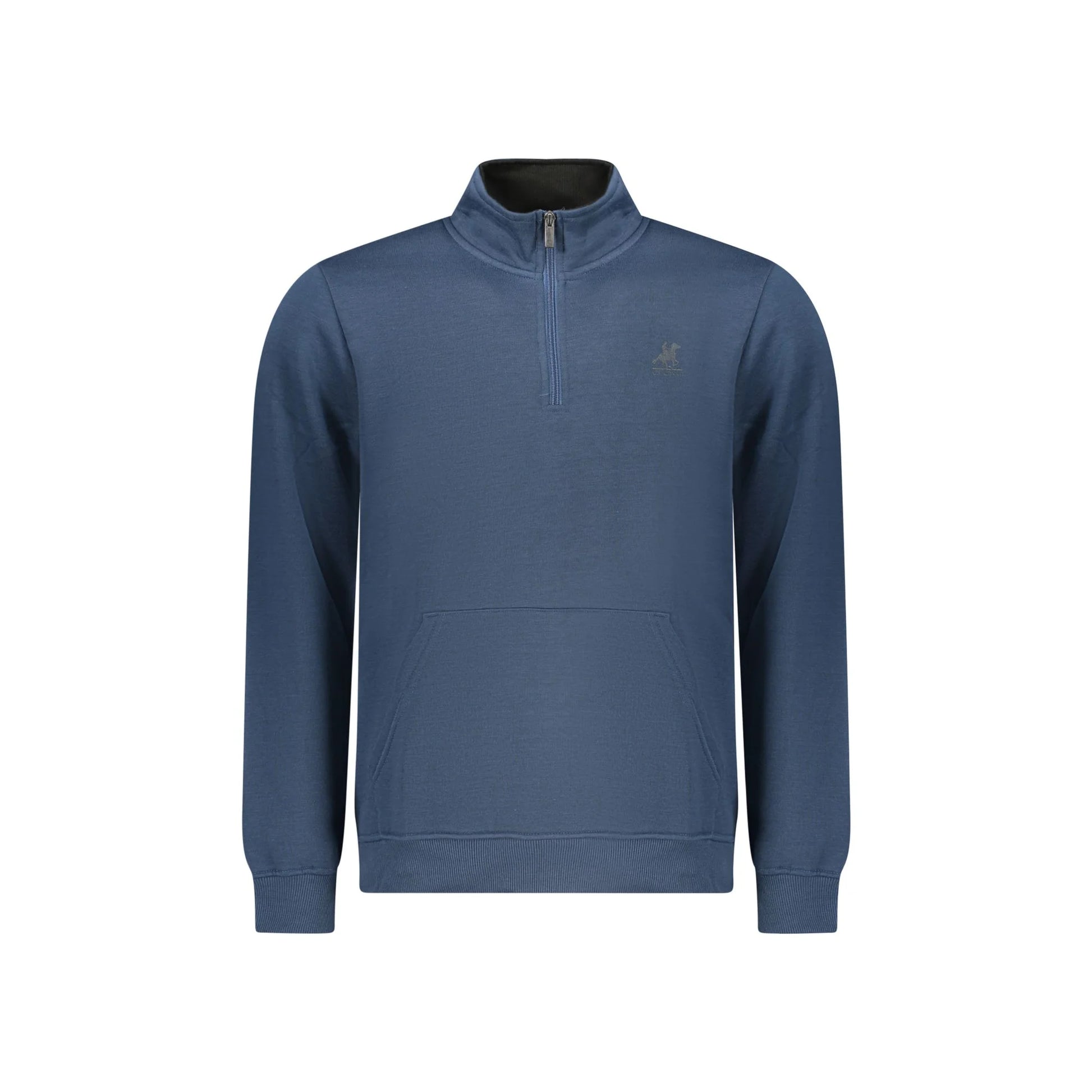 U.S. Grand Felpa Uomo Blu Mezza Zip Felpata Tascone Stampa Logo Felpe - foto prodotto