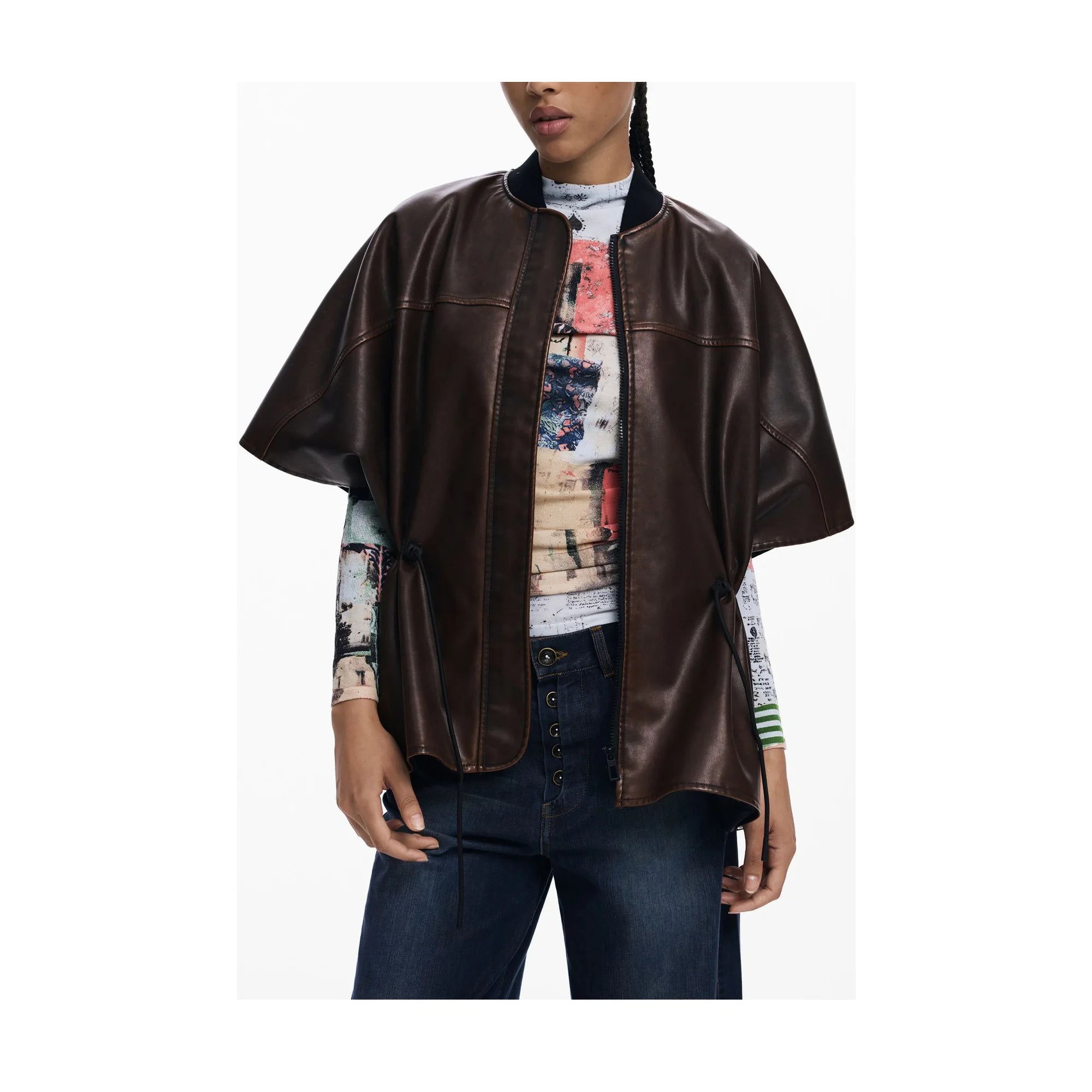 DESIGUAL PONCHO DONNA MARRONE
