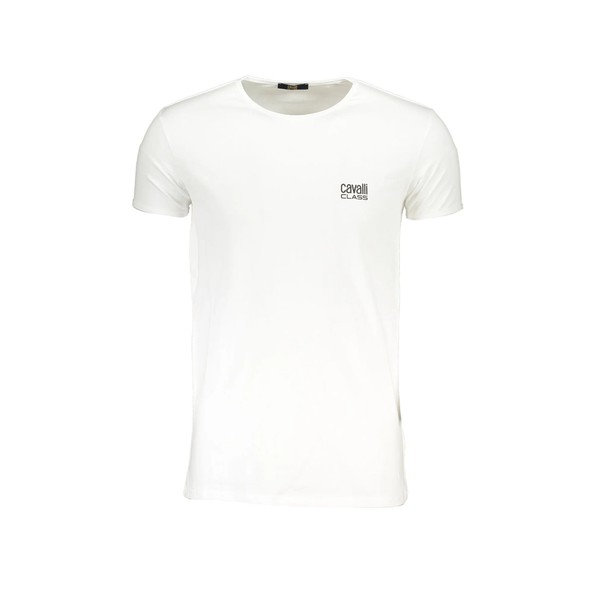 Cavalli Class T-Shirt Uomo Bianca Girocollo Cotone Stampa Logo Bianco - foto prodotto