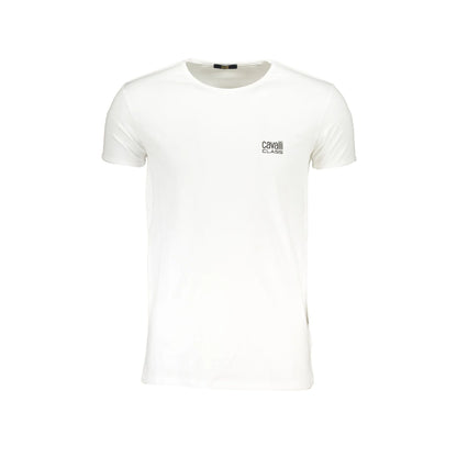Cavalli Class T-Shirt Uomo Bianca Girocollo Cotone Stampa Logo Bianco - foto prodotto