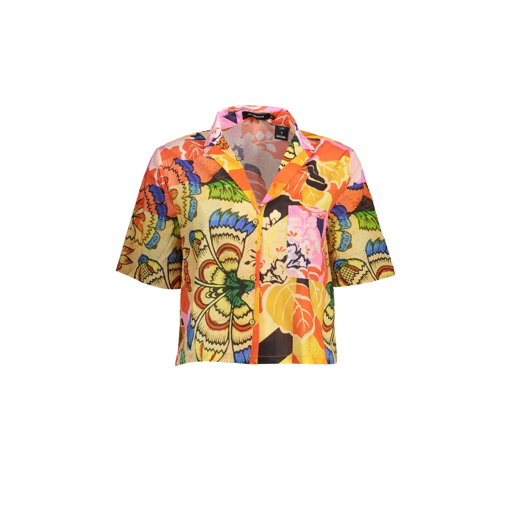 DESIGUAL CAMICIA MANICHE CORTE DONNA GIALLO