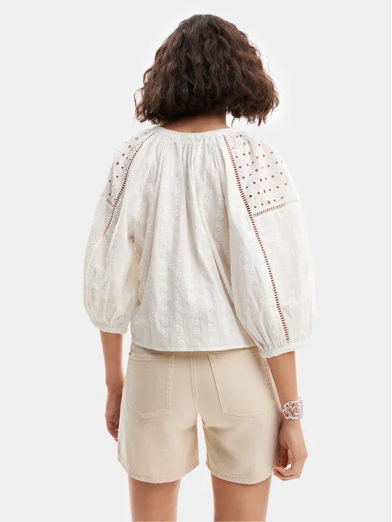 desigual blusa julieta 24swbw27 bianco loose fit 0000303776053 - immagine 3