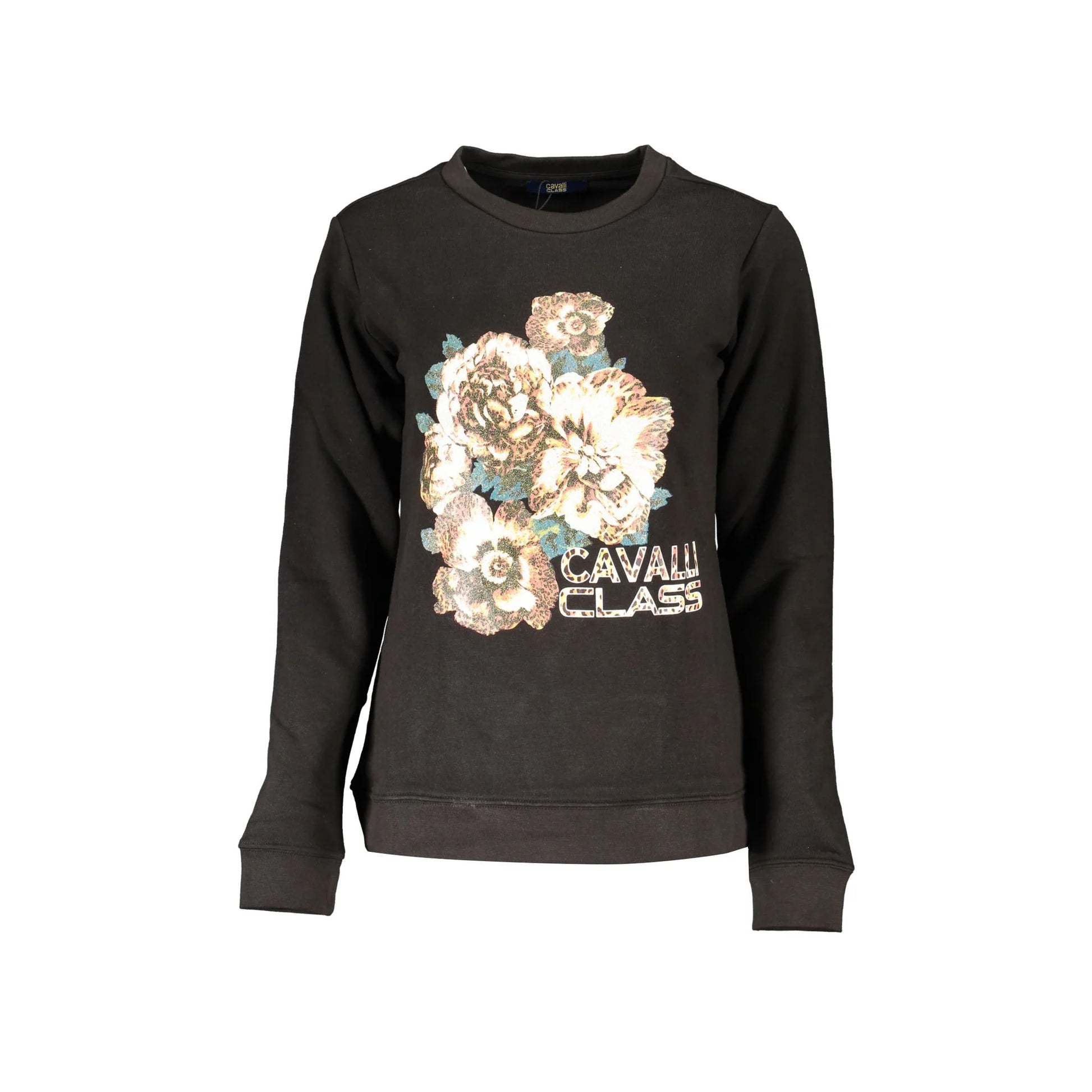 Cavalli Class Felpa Maniche Lunghe Donna Nera Stampa Logo Felpe Nero - foto prodotto