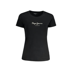 Pepe Jeans T-Shirt Maniche Corte Donna Nera Stampa Logo
