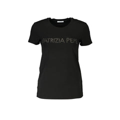 Patrizia Pepe T-Shirt Μανίκια Κοντά Γυναίκα Μαύρη Εφαρμογή Στρας Λογότυπο