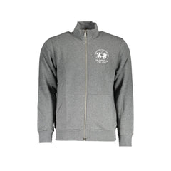 La Martina Sweat Homme Gris Fermeture Éclair Broderie Logo