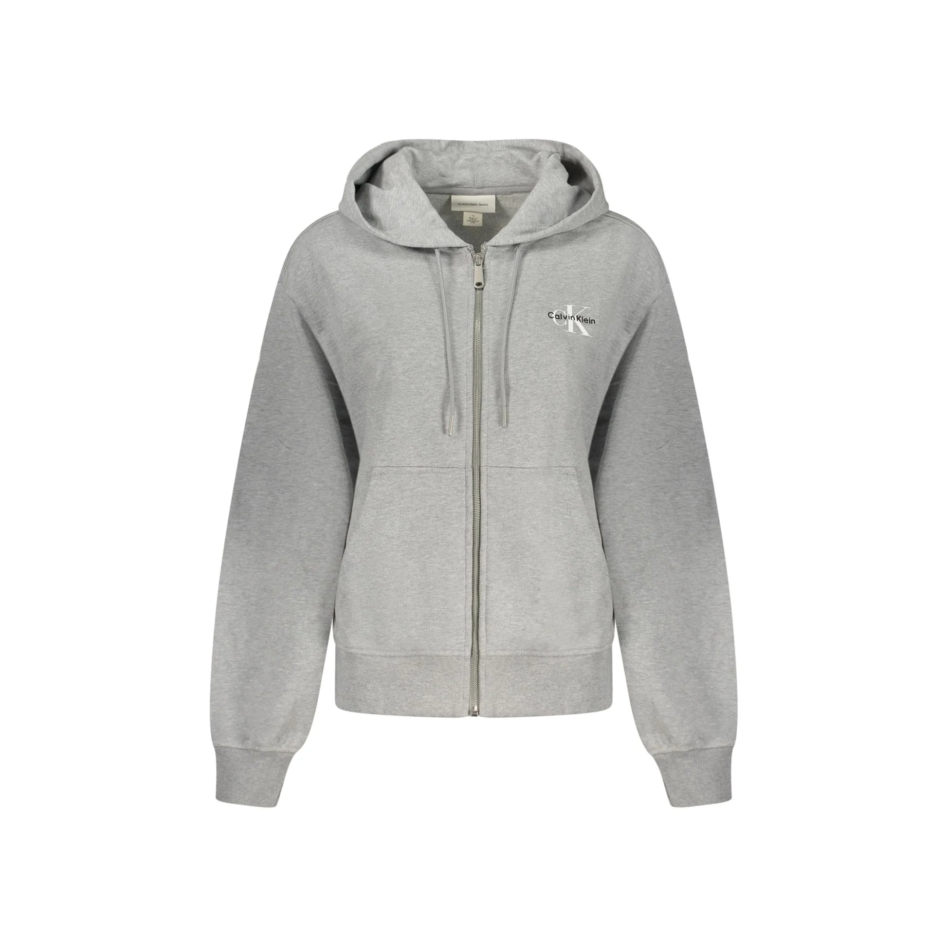 Calvin Klein Felpa Maniche Lunghe Donna Grigia Zip Ricamo Felpe Grigio - foto prodotto