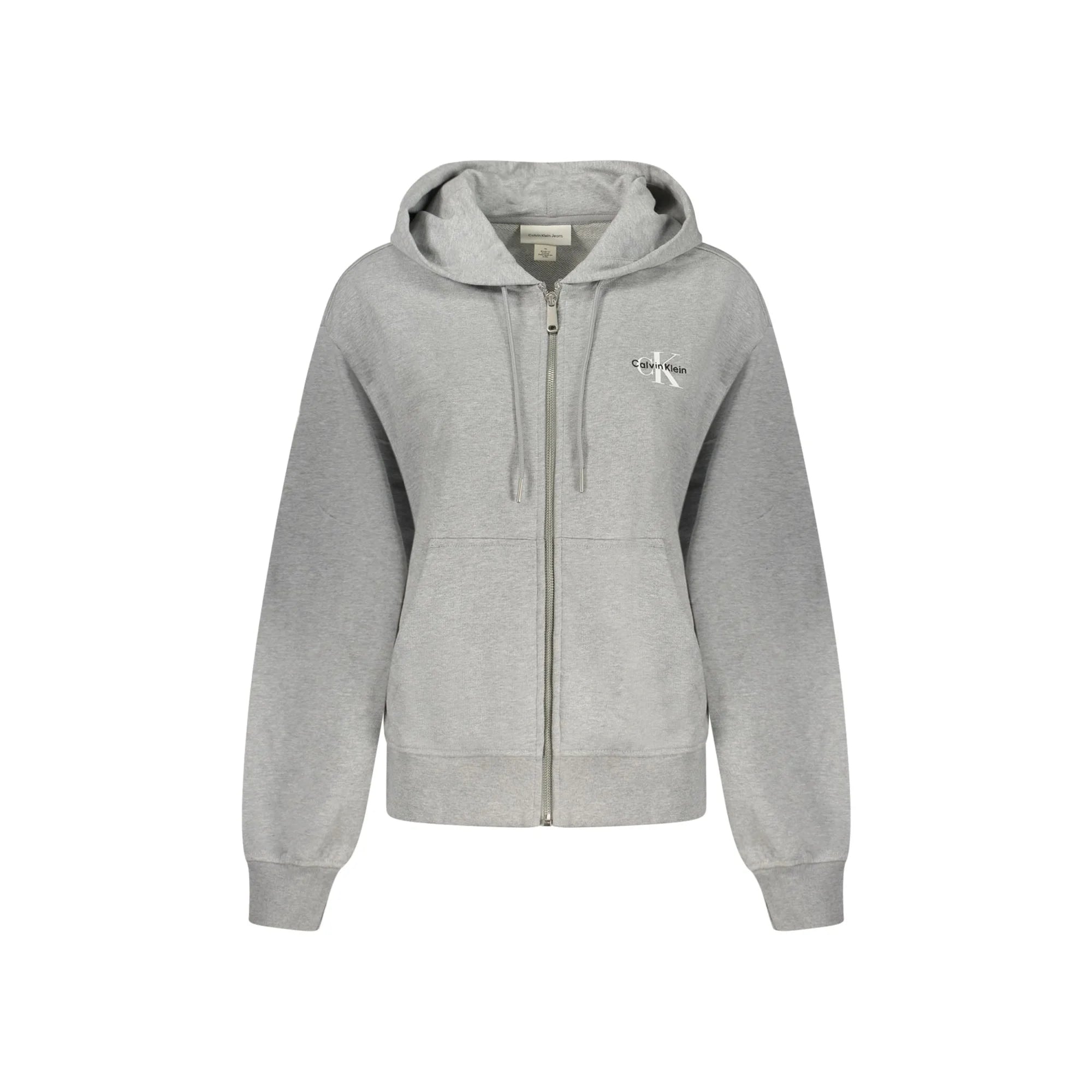 Calvin Klein Felpa Maniche Lunghe Donna Grigia Zip Ricamo Felpe Grigio - foto prodotto