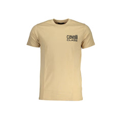 Cavalli Class T-Shirt Maniche Corte Uomo Beige Stampa Logo