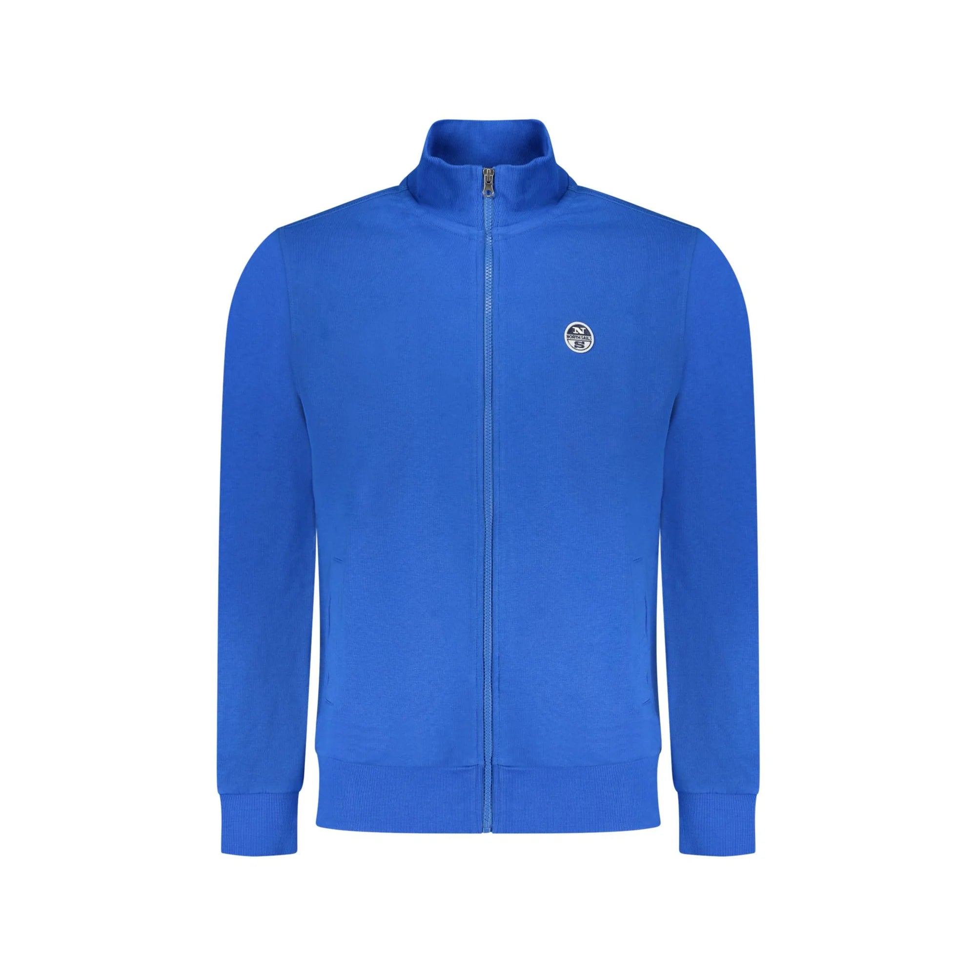 North Sails Felpa Uomo Blu con Zip Garzata Tasche Logo Felpe - foto prodotto