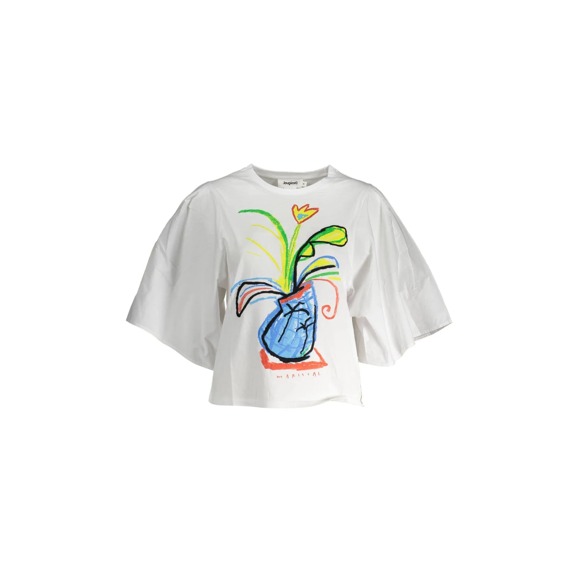 DESIGUAL T-SHIRT MANICHE CORTE DONNA BIANCO